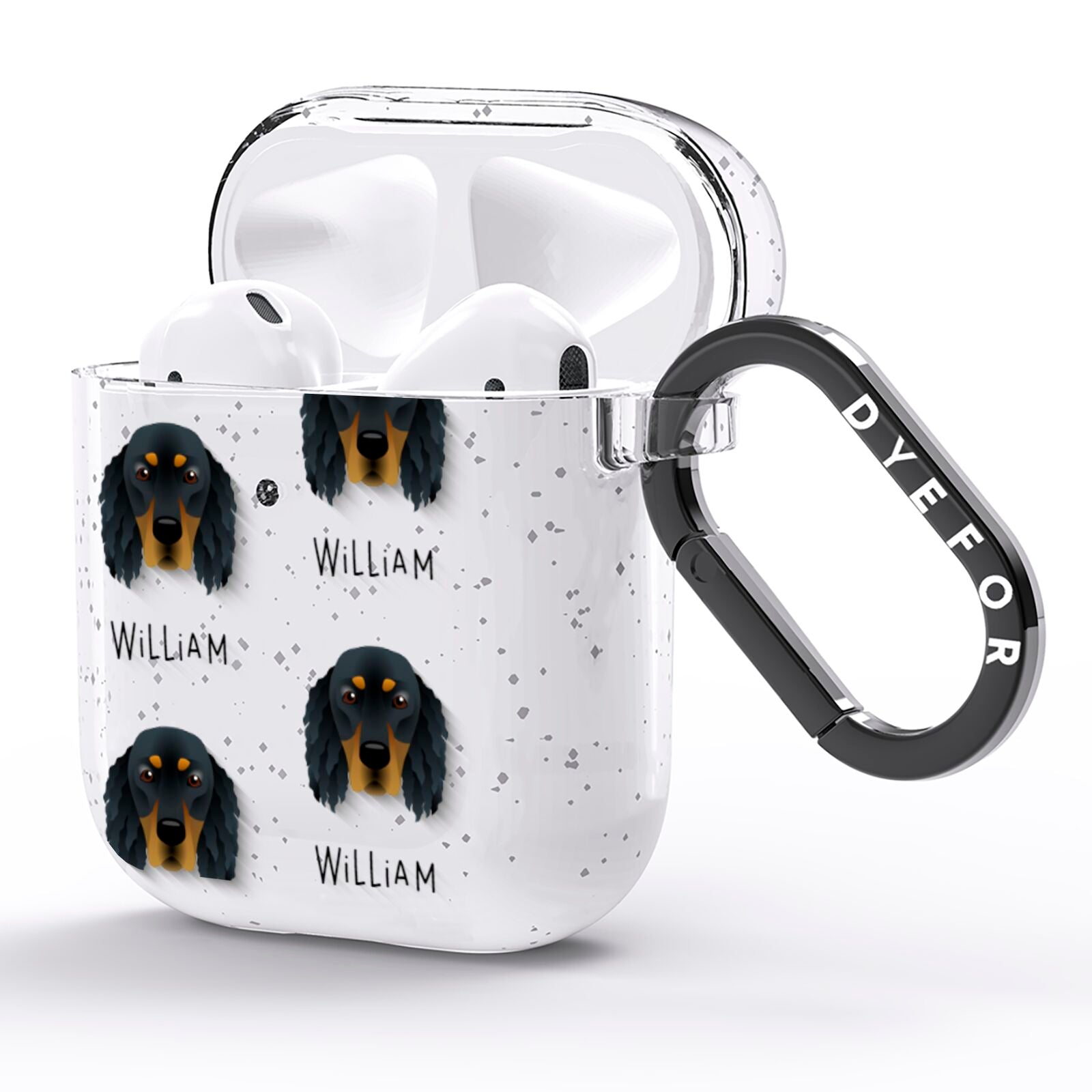 Gordon Setter Icon with Name AirPods Glitter Case Side Image