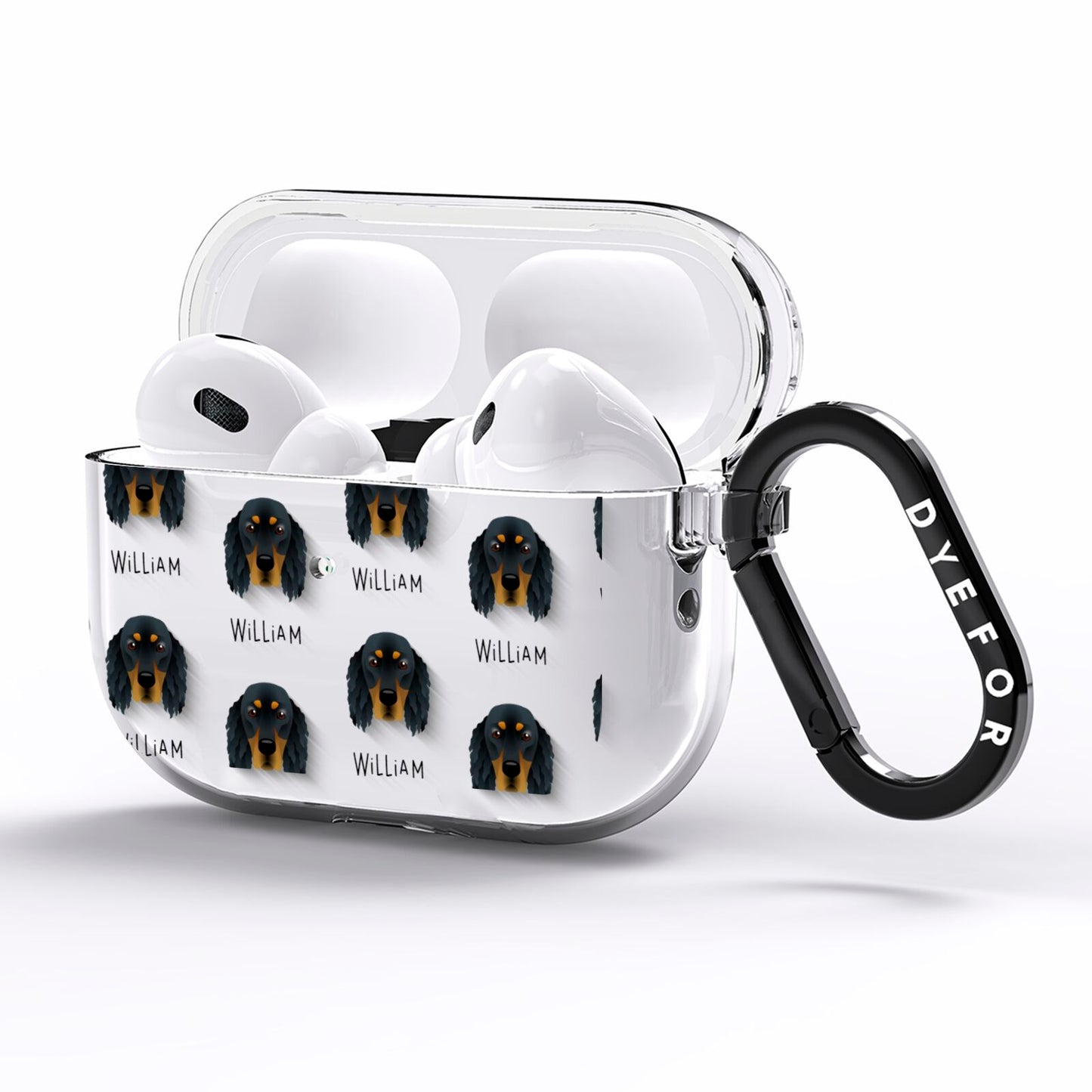 Gordon Setter Icon with Name AirPods Pro Clear Case Side Image