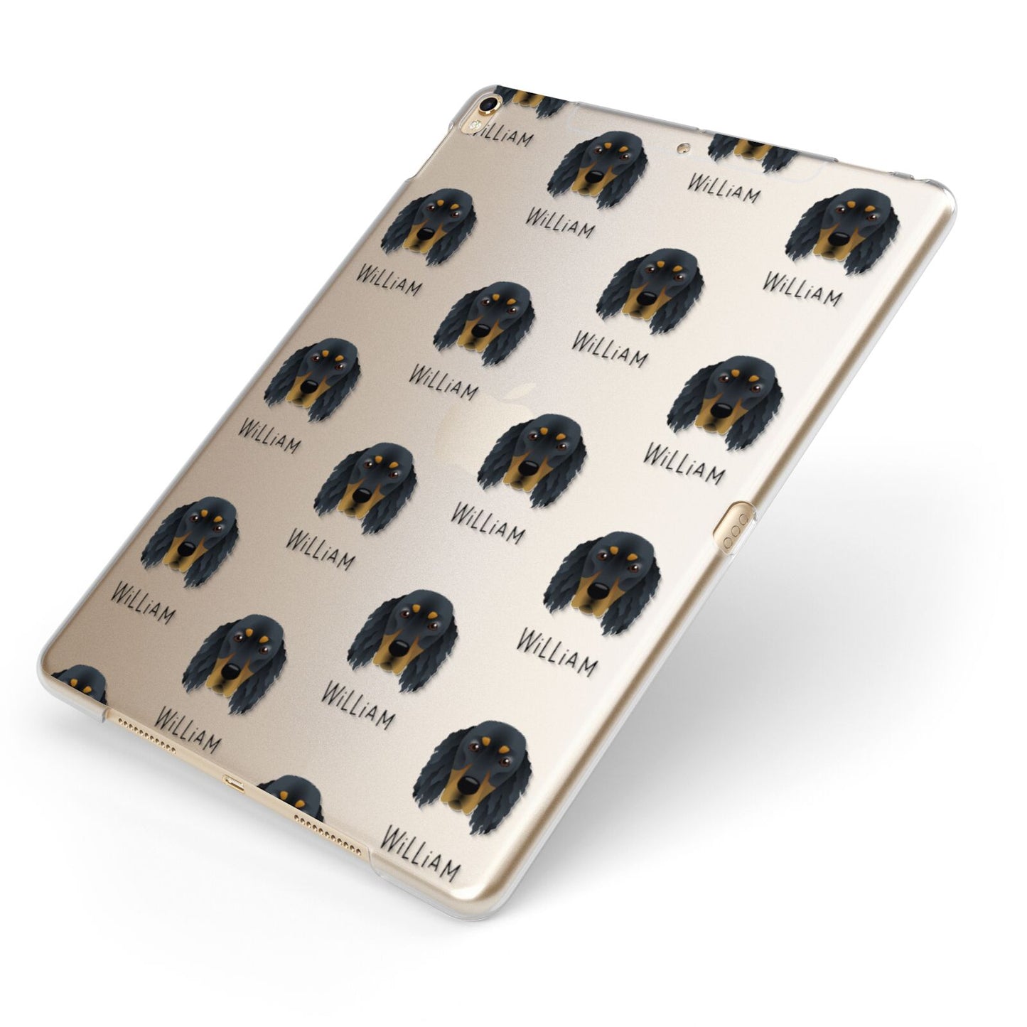 Gordon Setter Icon with Name Apple iPad Case on Gold iPad Side View
