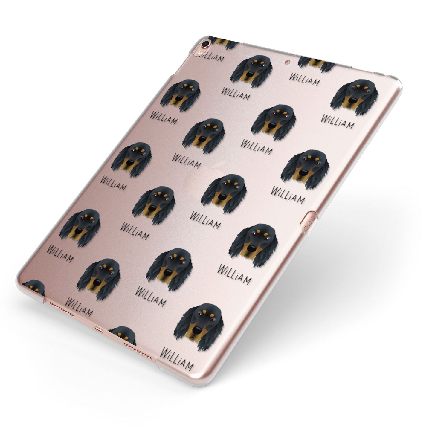 Gordon Setter Icon with Name Apple iPad Case on Rose Gold iPad Side View