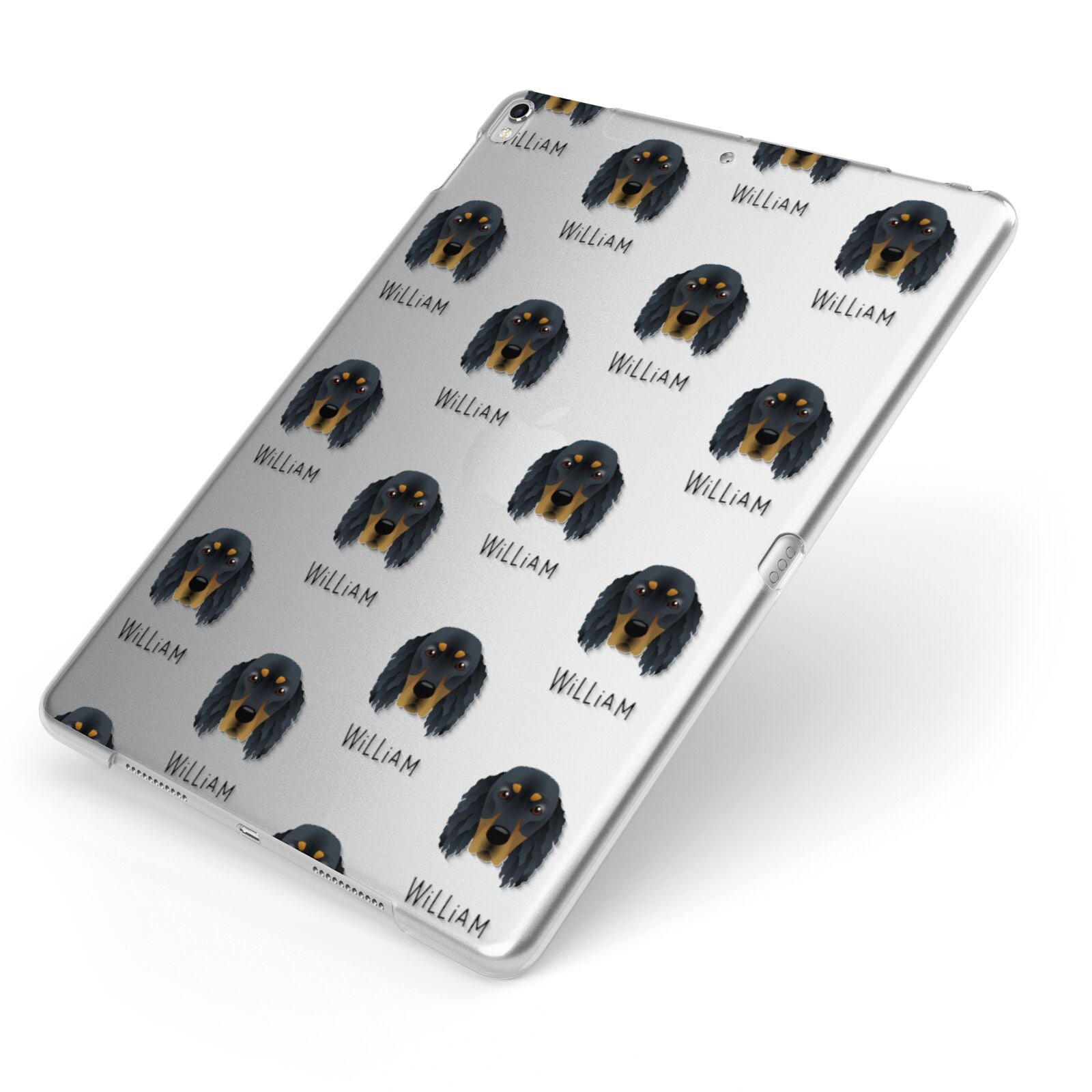 Gordon Setter Icon with Name Apple iPad Case on Silver iPad Side View