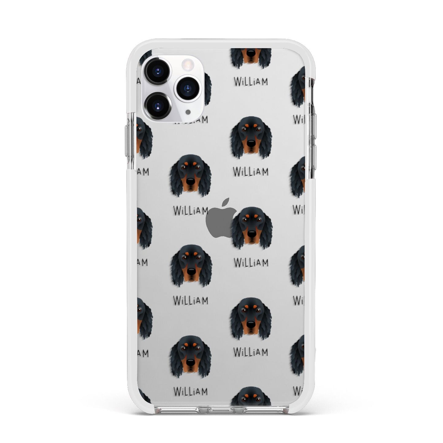 Gordon Setter Icon with Name Apple iPhone 11 Pro Max in Silver with White Impact Case