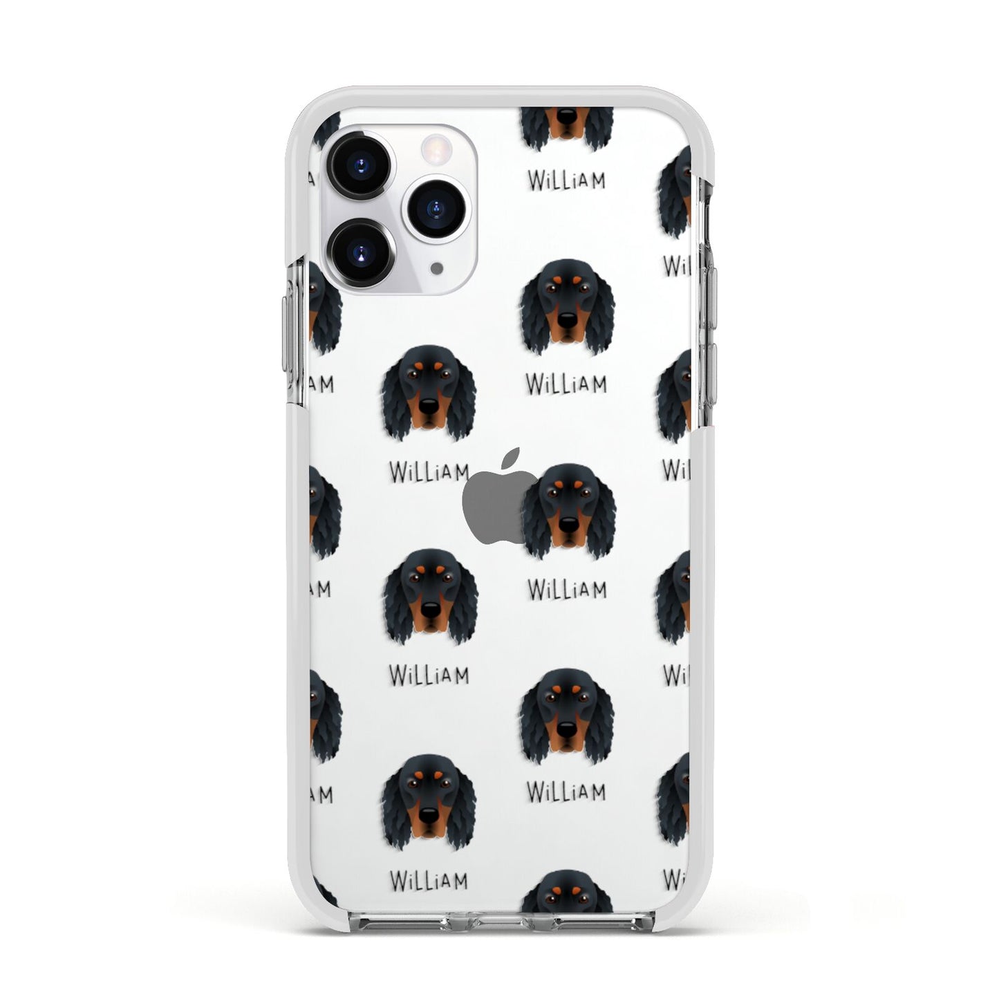 Gordon Setter Icon with Name Apple iPhone 11 Pro in Silver with White Impact Case