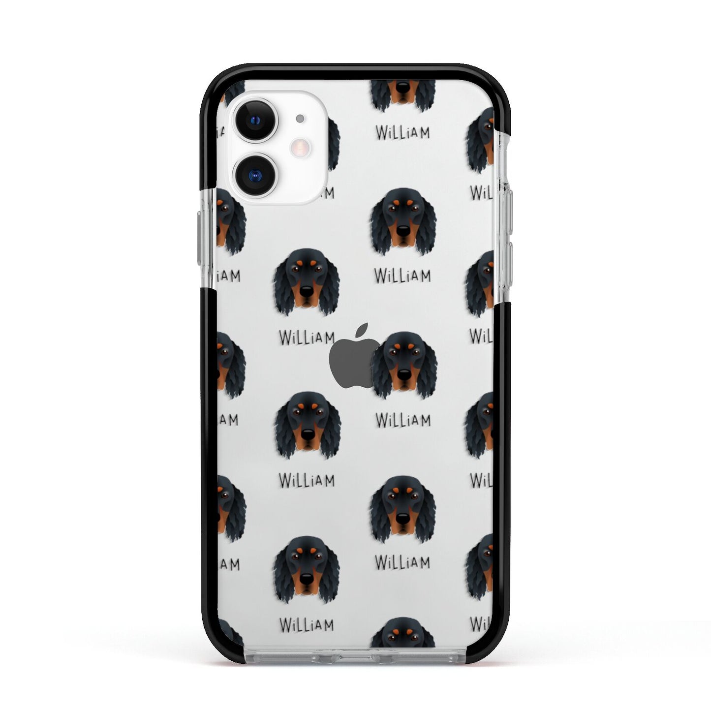 Gordon Setter Icon with Name Apple iPhone 11 in White with Black Impact Case