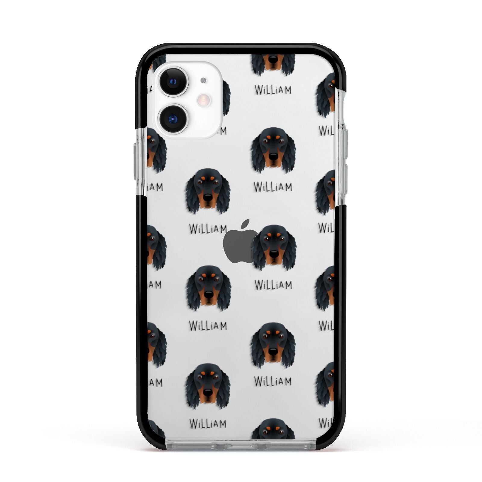 Gordon Setter Icon with Name Apple iPhone 11 in White with Black Impact Case
