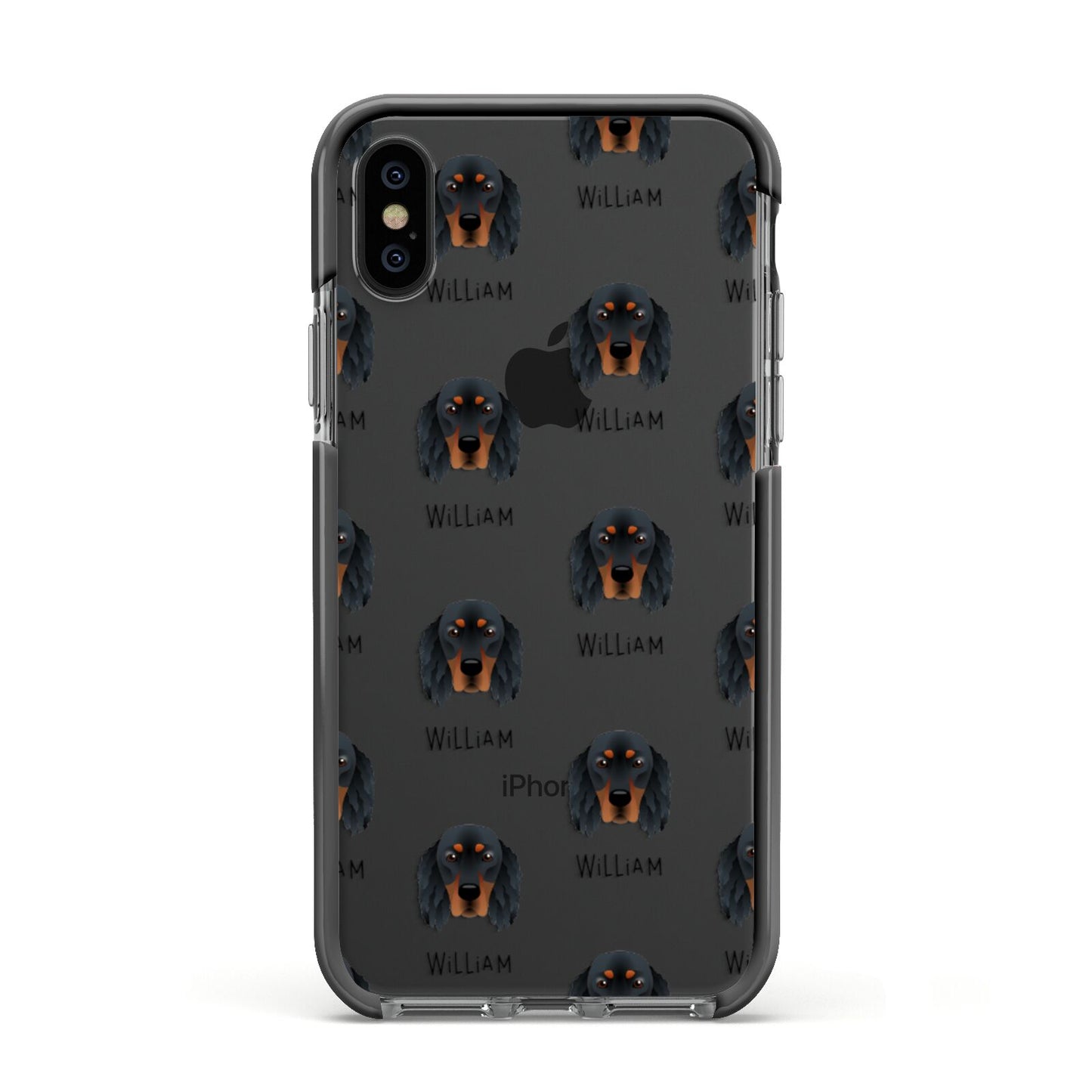 Gordon Setter Icon with Name Apple iPhone Xs Impact Case Black Edge on Black Phone