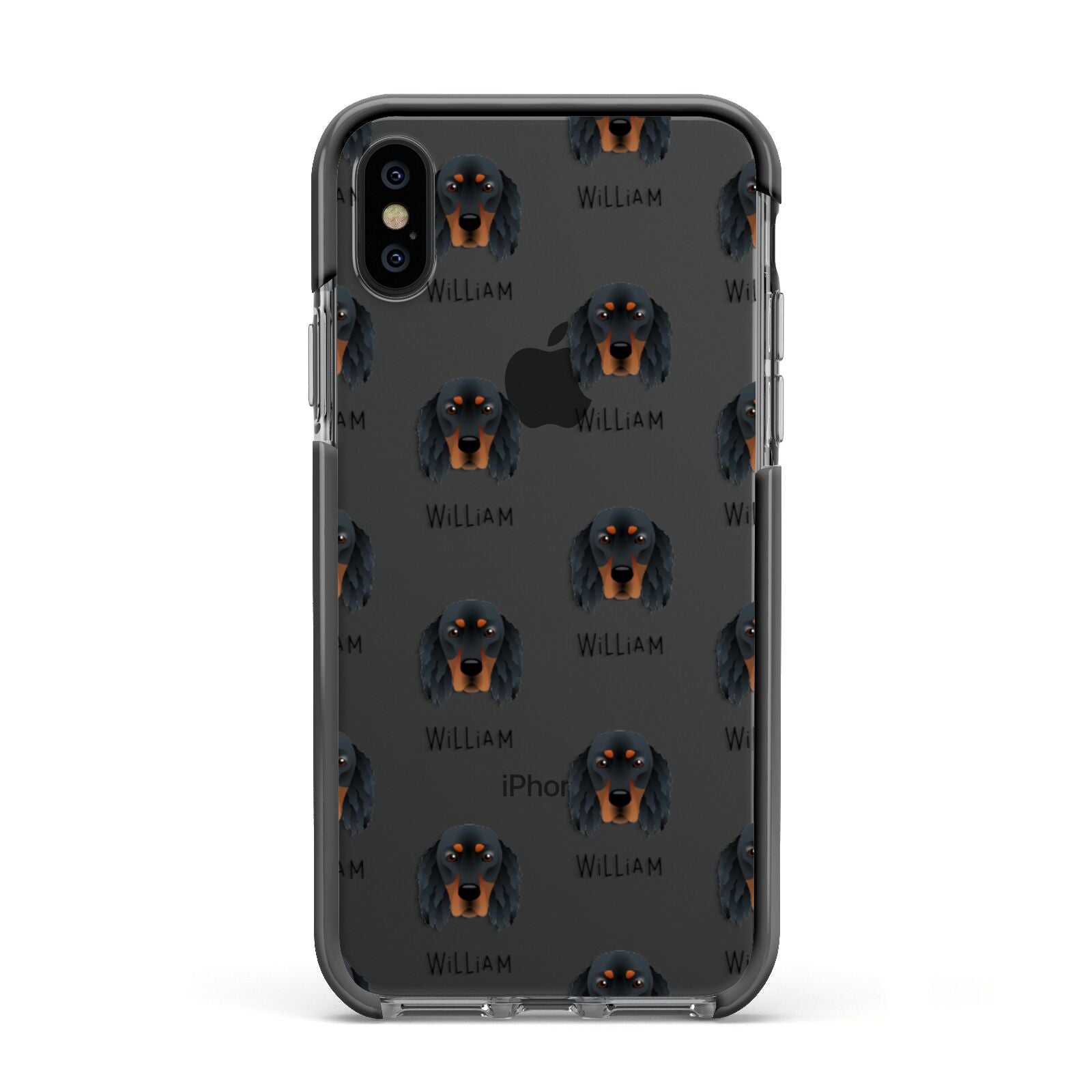 Gordon Setter Icon with Name Apple iPhone Xs Impact Case Black Edge on Black Phone
