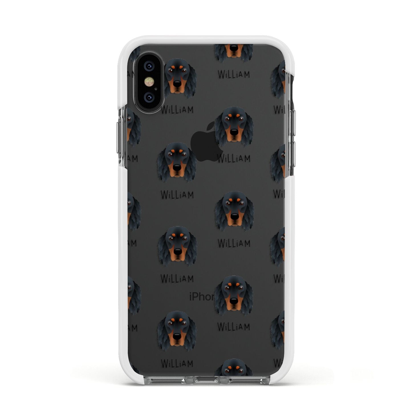 Gordon Setter Icon with Name Apple iPhone Xs Impact Case White Edge on Black Phone