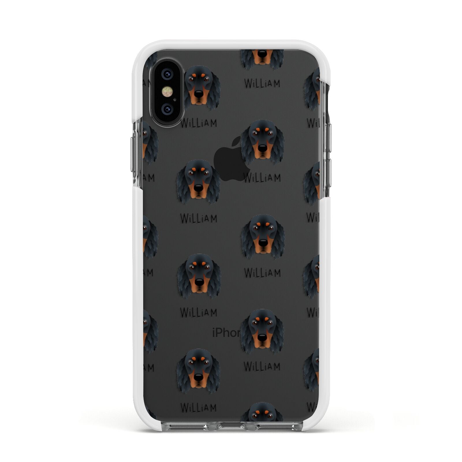 Gordon Setter Icon with Name Apple iPhone Xs Impact Case White Edge on Black Phone