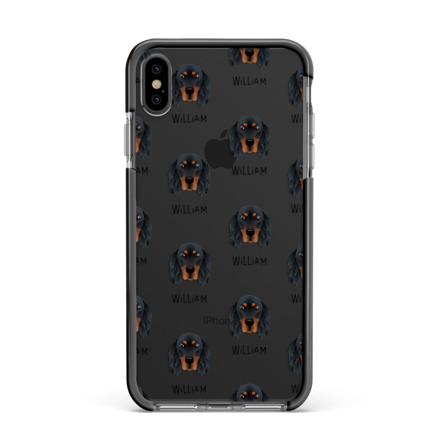Gordon Setter Icon with Name Apple iPhone Xs Max Impact Case Black Edge on Black Phone