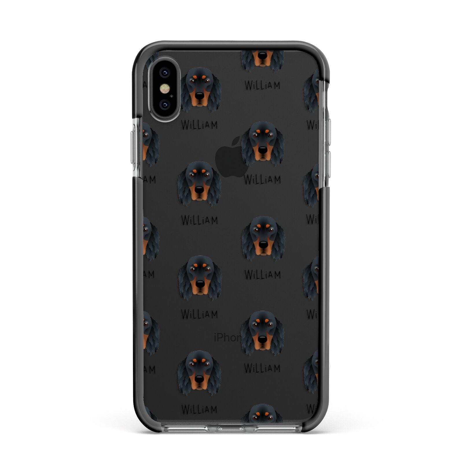 Gordon Setter Icon with Name Apple iPhone Xs Max Impact Case Black Edge on Black Phone