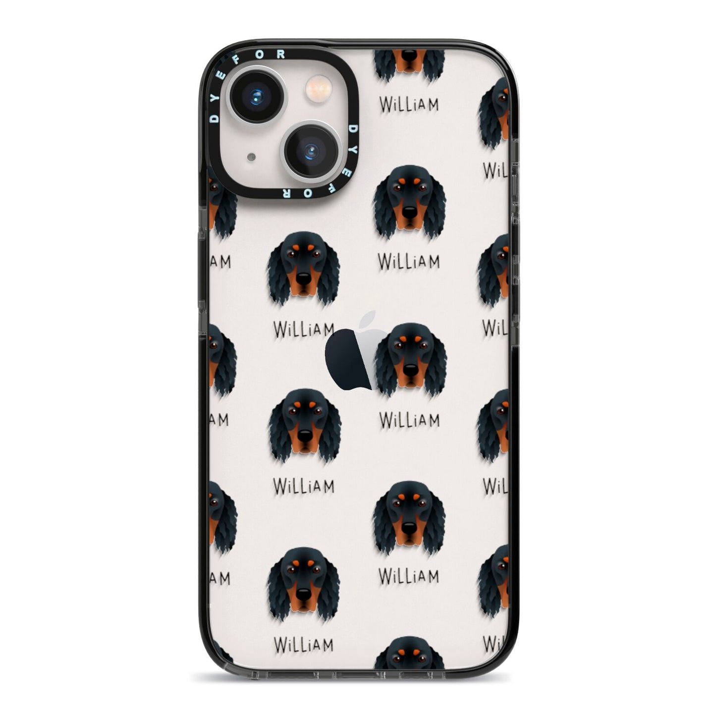 Gordon Setter Icon with Name iPhone 13 Black Impact Case on Silver phone