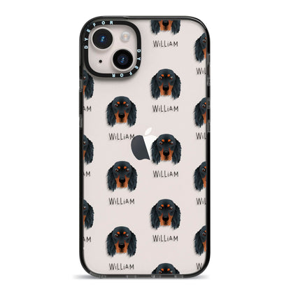 Gordon Setter Icon with Name iPhone 14 Plus Black Impact Case on Silver phone