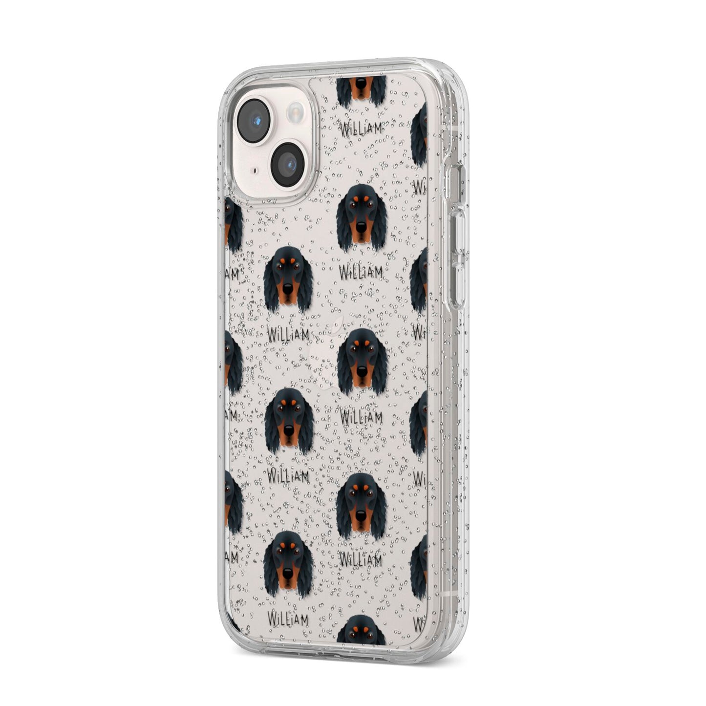Gordon Setter Icon with Name iPhone 14 Plus Glitter Tough Case Starlight Angled Image