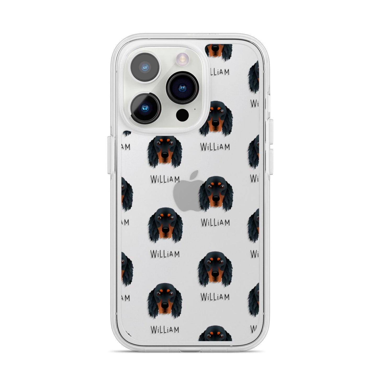 Gordon Setter Icon with Name iPhone 14 Pro Clear Tough Case Silver