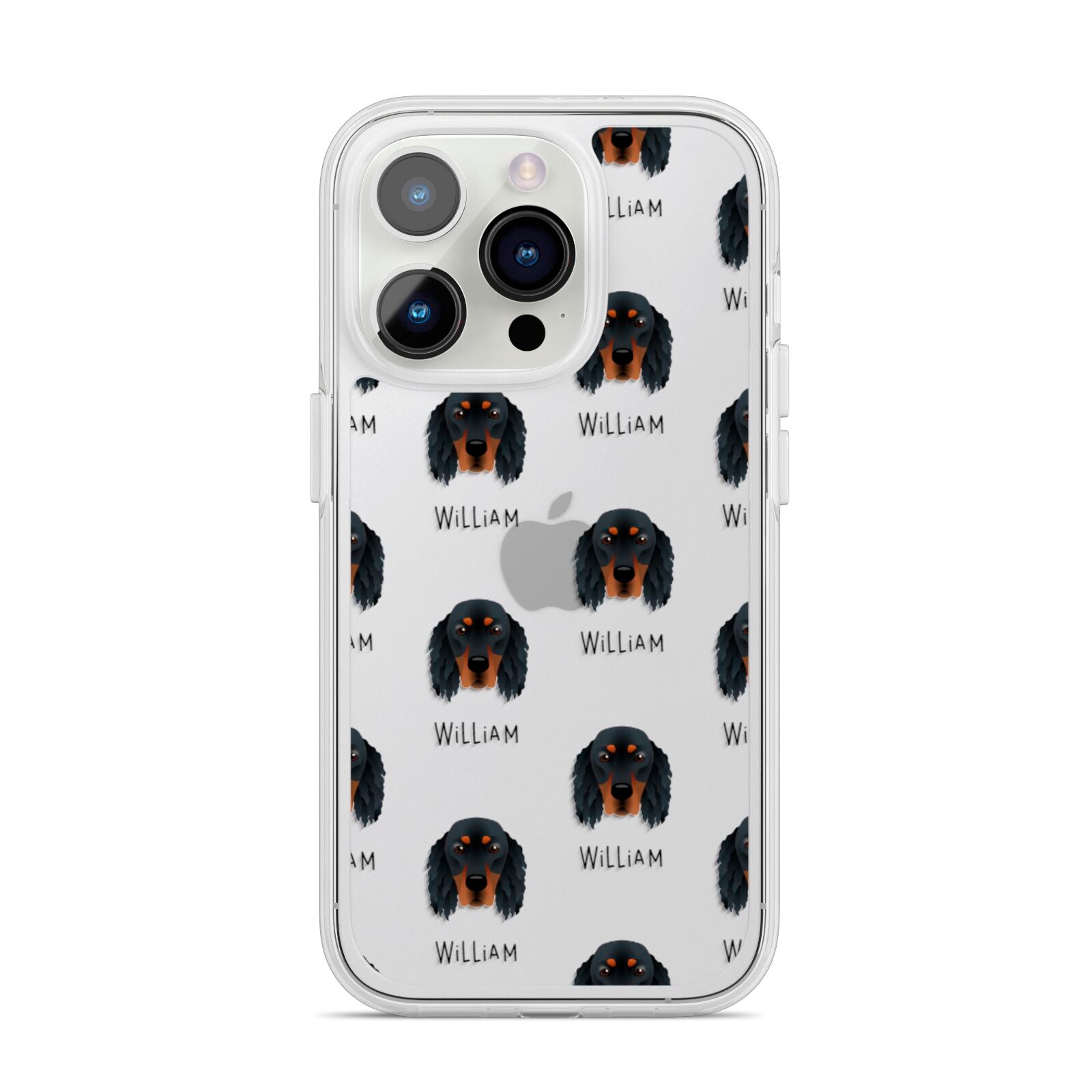 Gordon Setter Icon with Name iPhone 14 Pro Clear Tough Case Silver