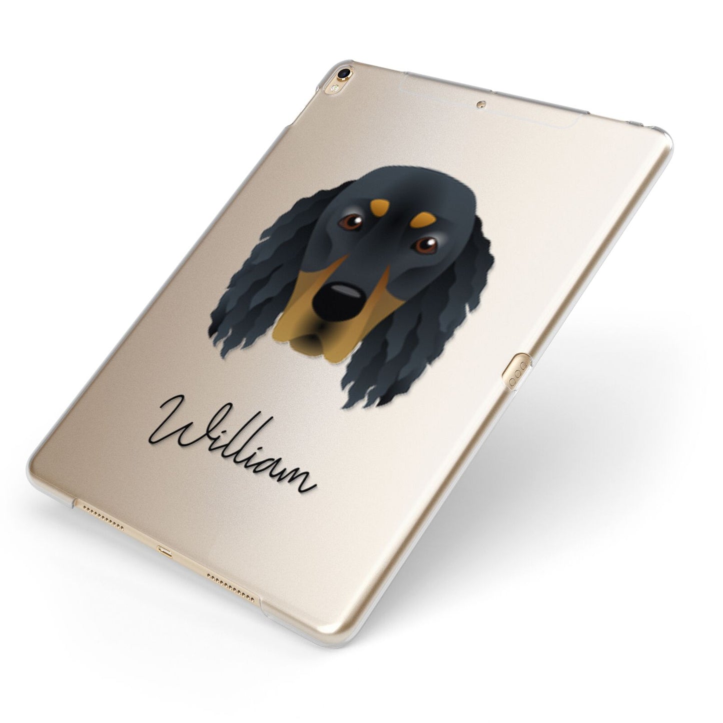 Gordon Setter Personalised Apple iPad Case on Gold iPad Side View