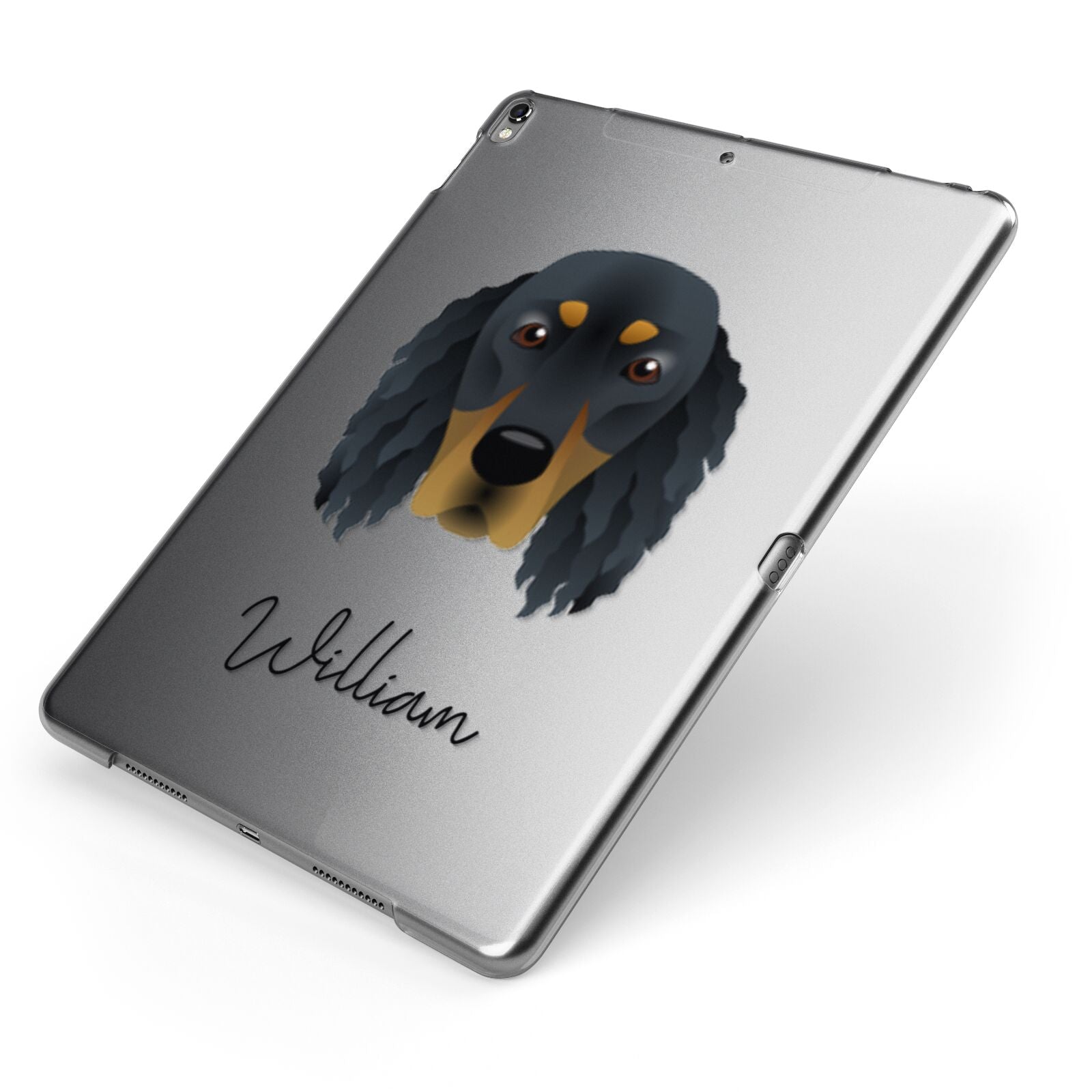 Gordon Setter Personalised Apple iPad Case on Grey iPad Side View