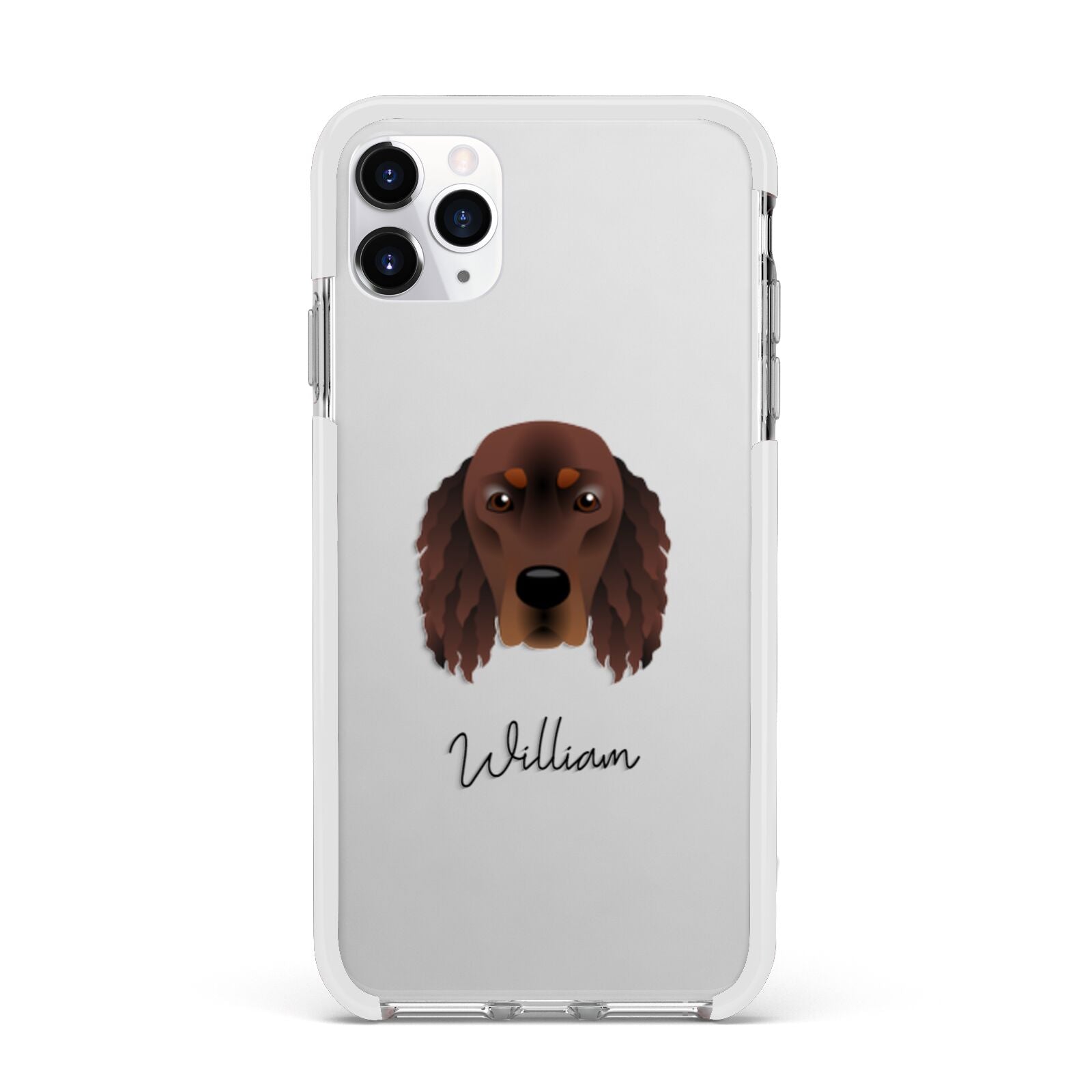 Gordon Setter Personalised Apple iPhone 11 Pro Max in Silver with White Impact Case