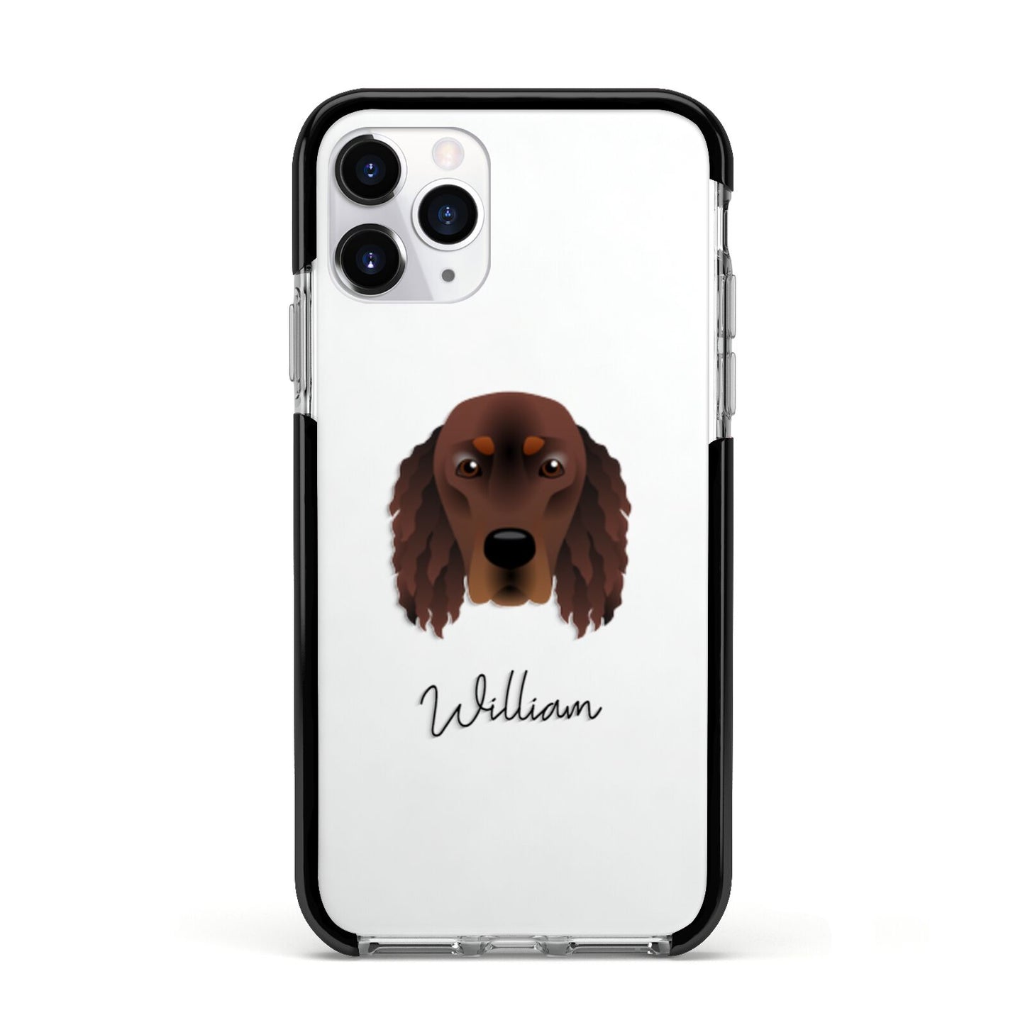 Gordon Setter Personalised Apple iPhone 11 Pro in Silver with Black Impact Case
