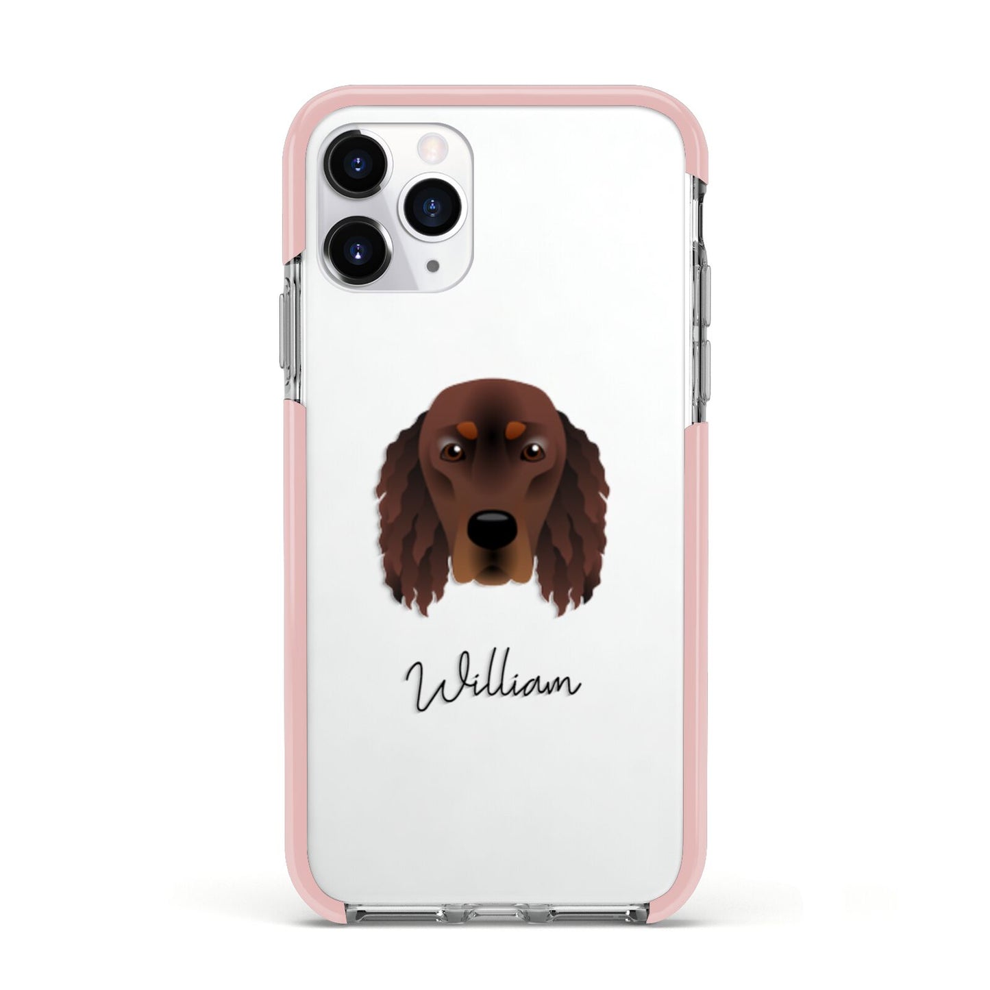 Gordon Setter Personalised Apple iPhone 11 Pro in Silver with Pink Impact Case