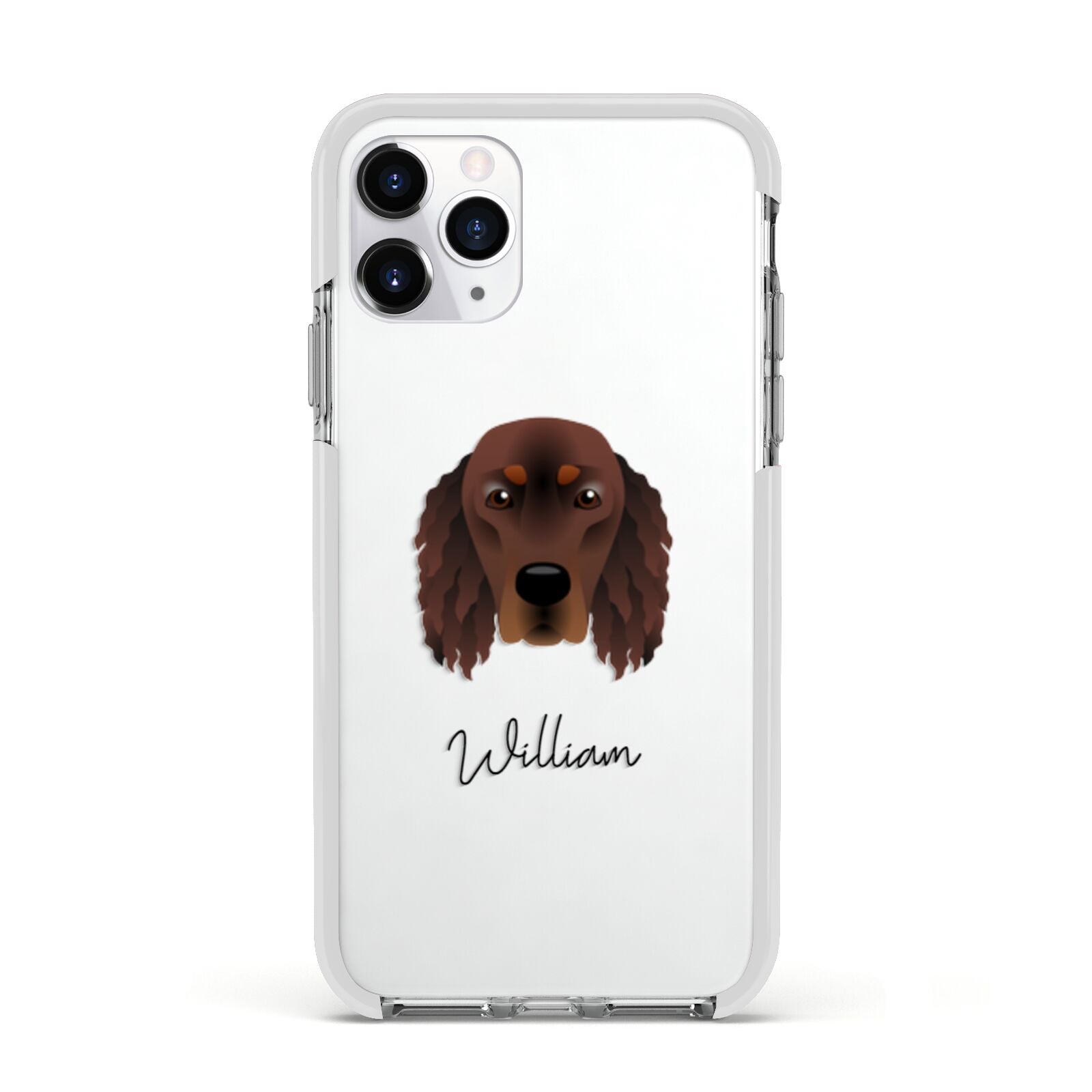 Gordon Setter Personalised Apple iPhone 11 Pro in Silver with White Impact Case