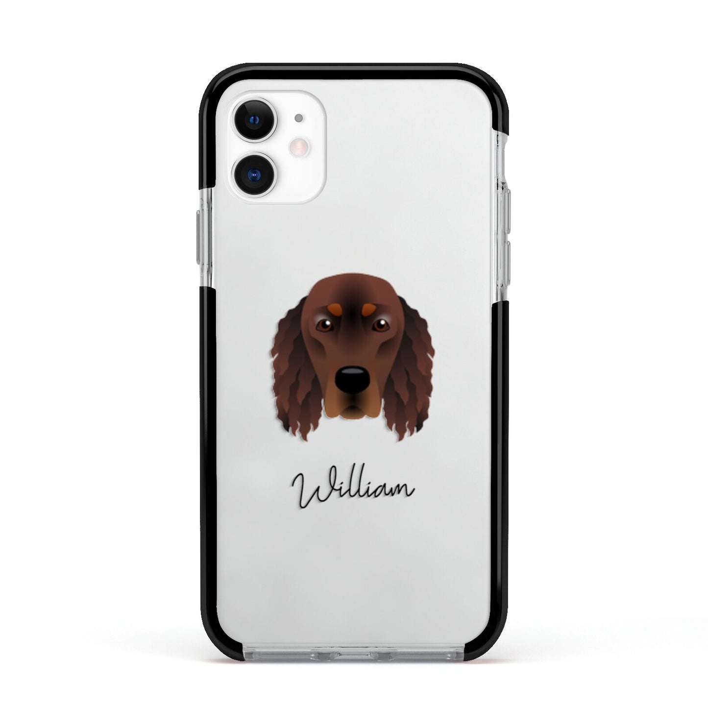Gordon Setter Personalised Apple iPhone 11 in White with Black Impact Case
