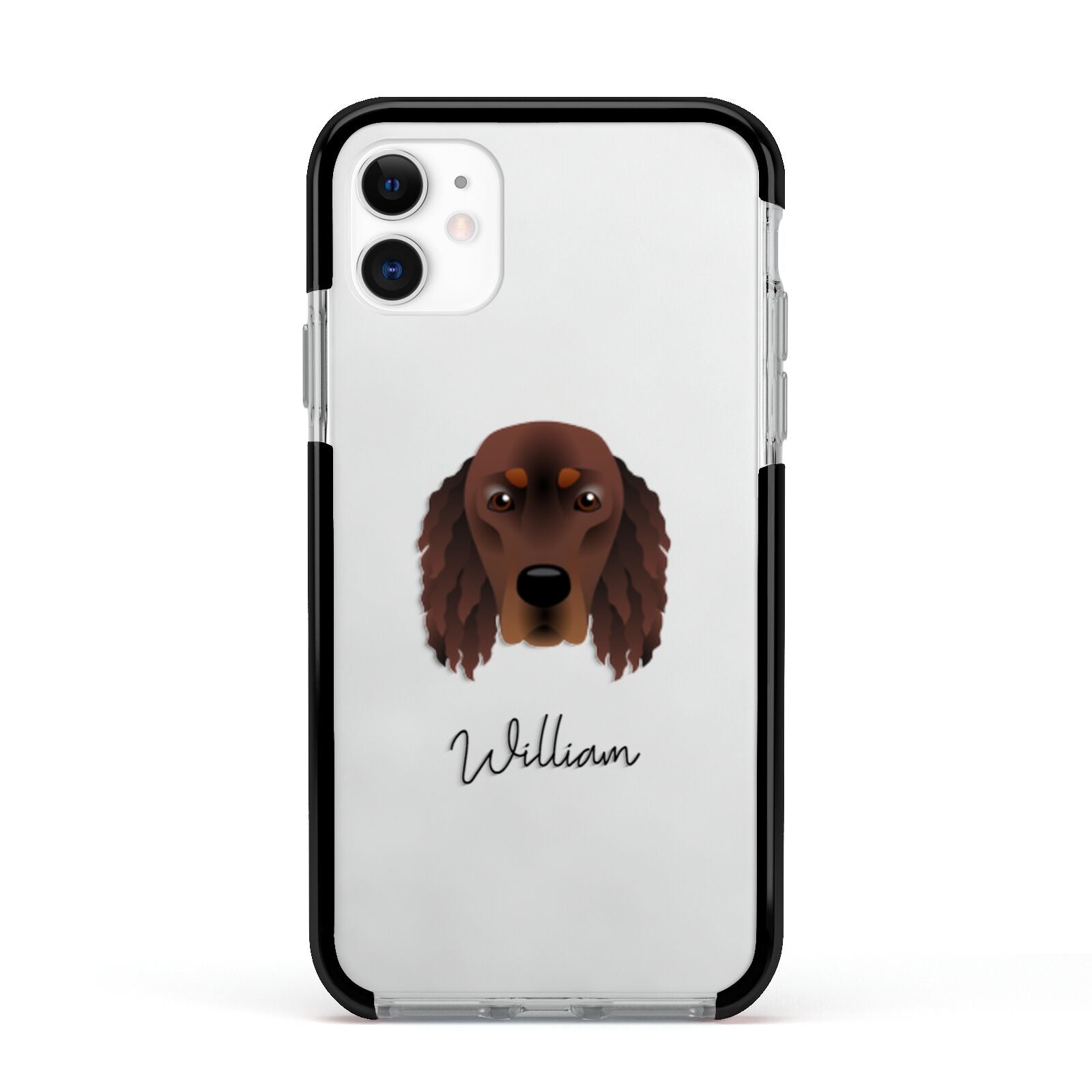 Gordon Setter Personalised Apple iPhone 11 in White with Black Impact Case