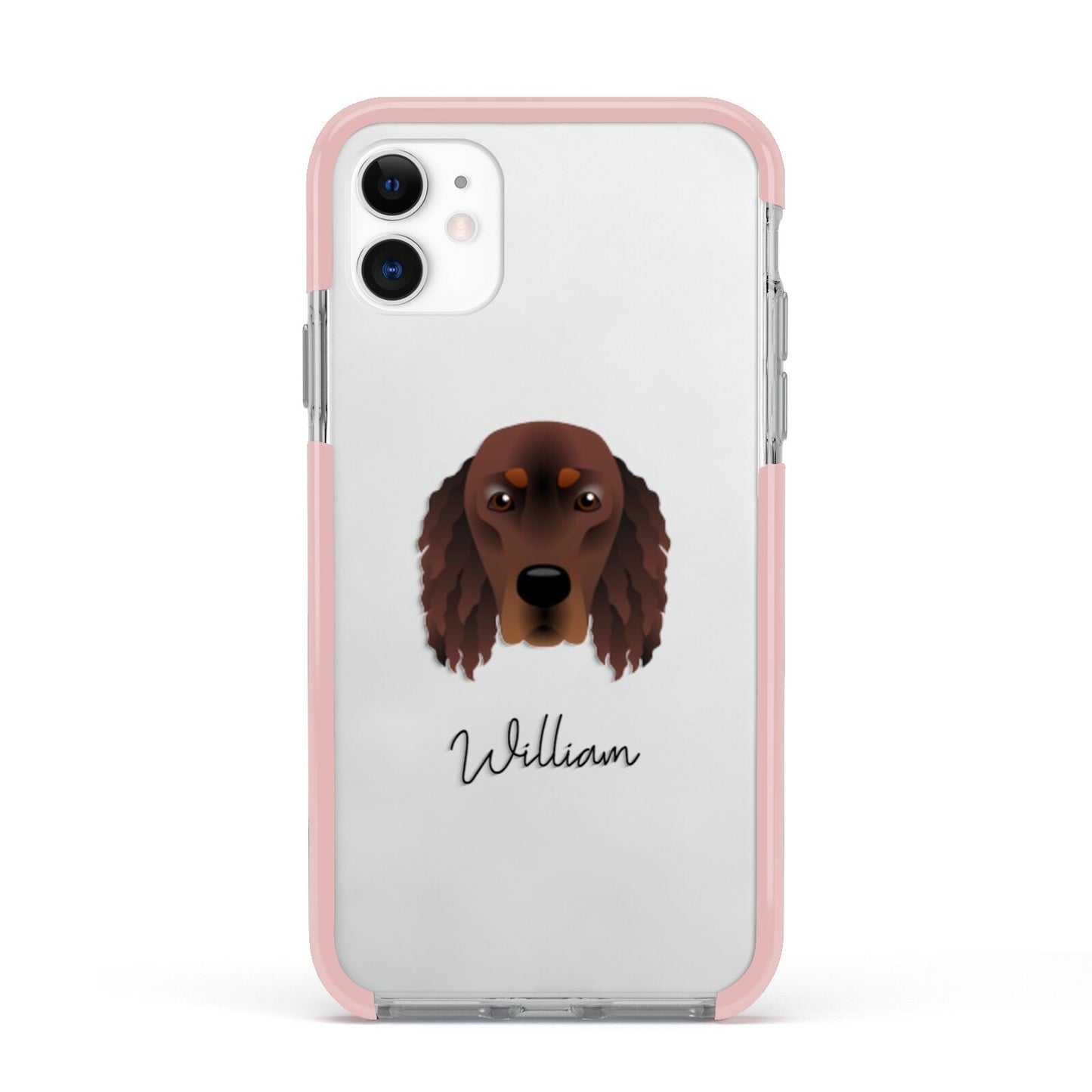 Gordon Setter Personalised Apple iPhone 11 in White with Pink Impact Case