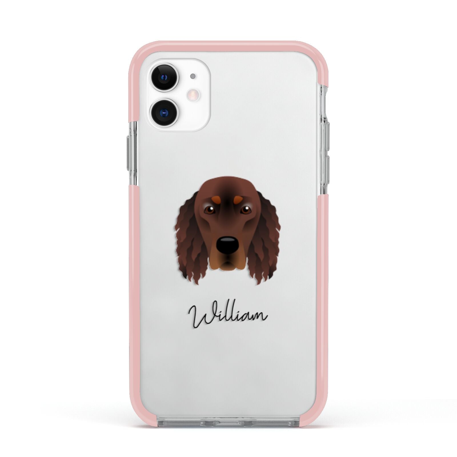 Gordon Setter Personalised Apple iPhone 11 in White with Pink Impact Case