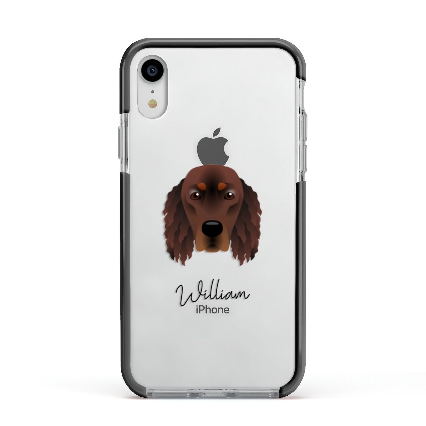 Gordon Setter Personalised Apple iPhone XR Impact Case Black Edge on Silver Phone