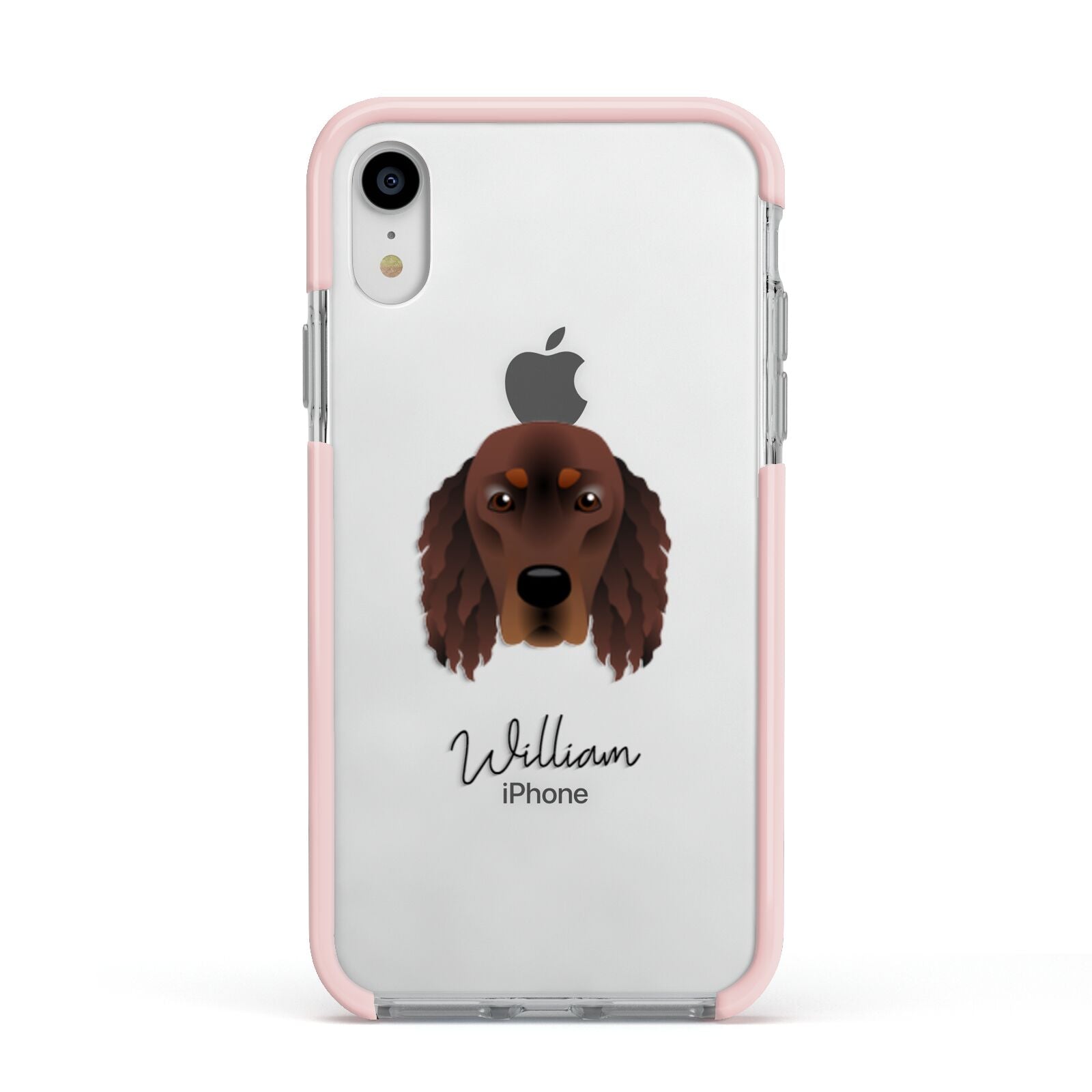 Gordon Setter Personalised Apple iPhone XR Impact Case Pink Edge on Silver Phone