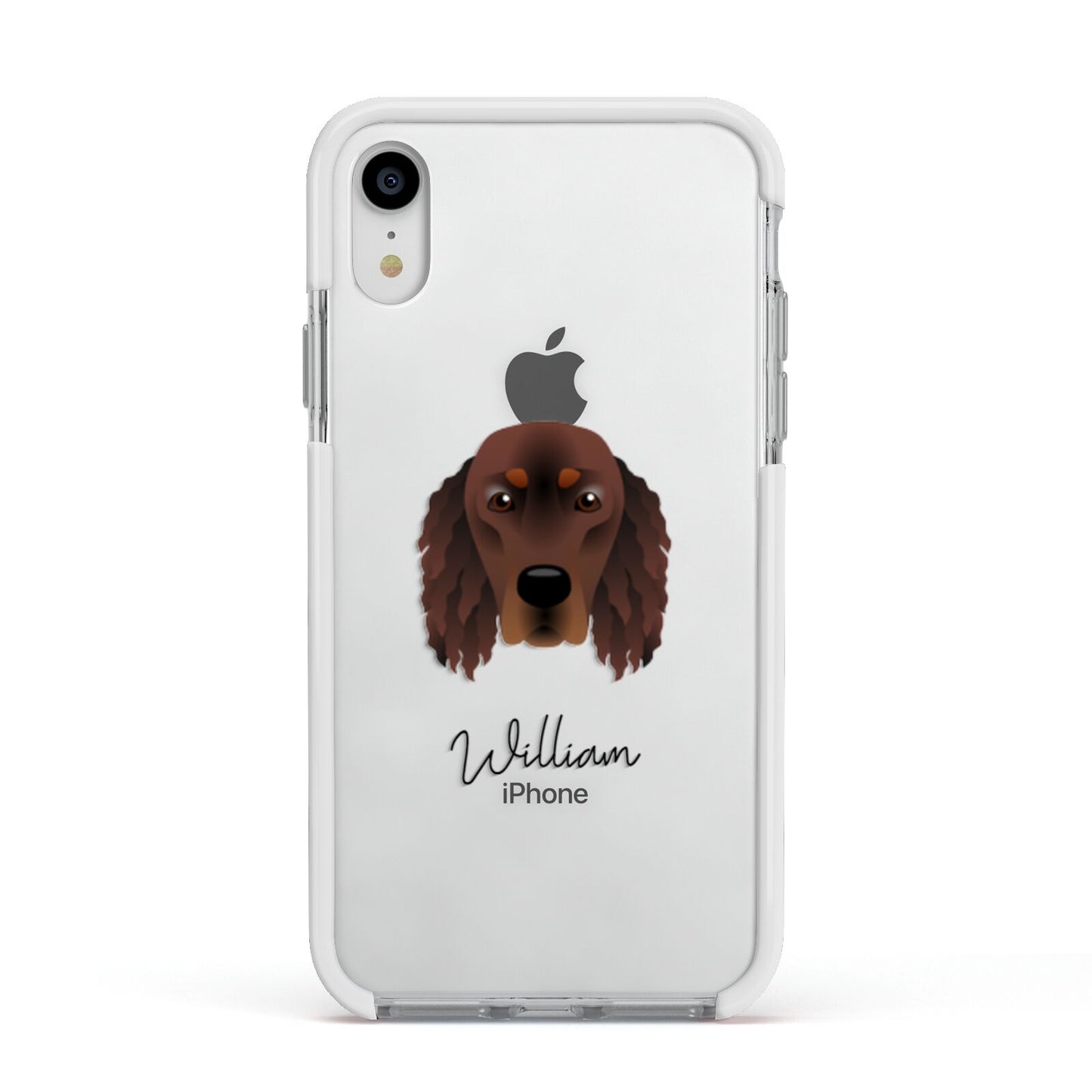 Gordon Setter Personalised Apple iPhone XR Impact Case White Edge on Silver Phone