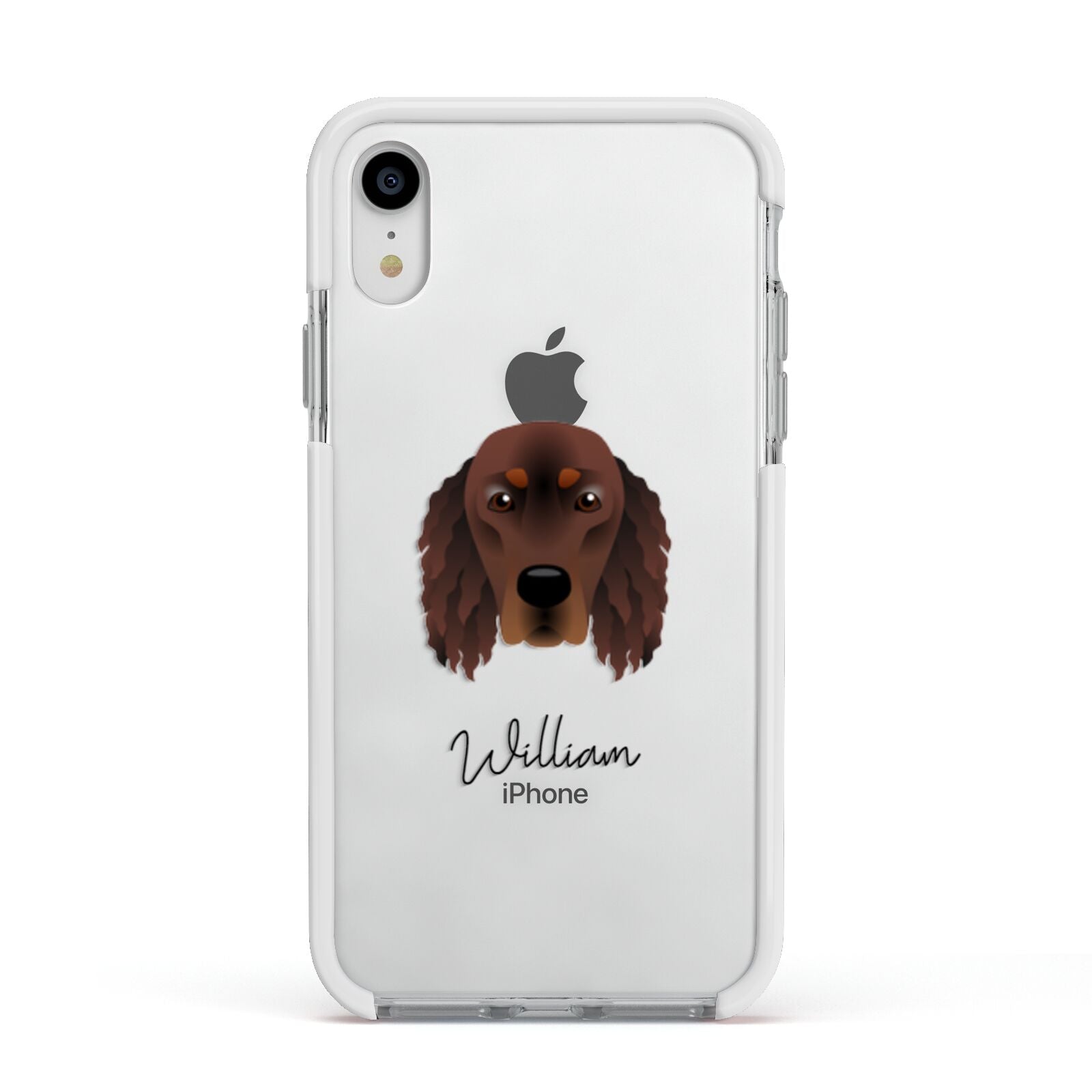 Gordon Setter Personalised Apple iPhone XR Impact Case White Edge on Silver Phone