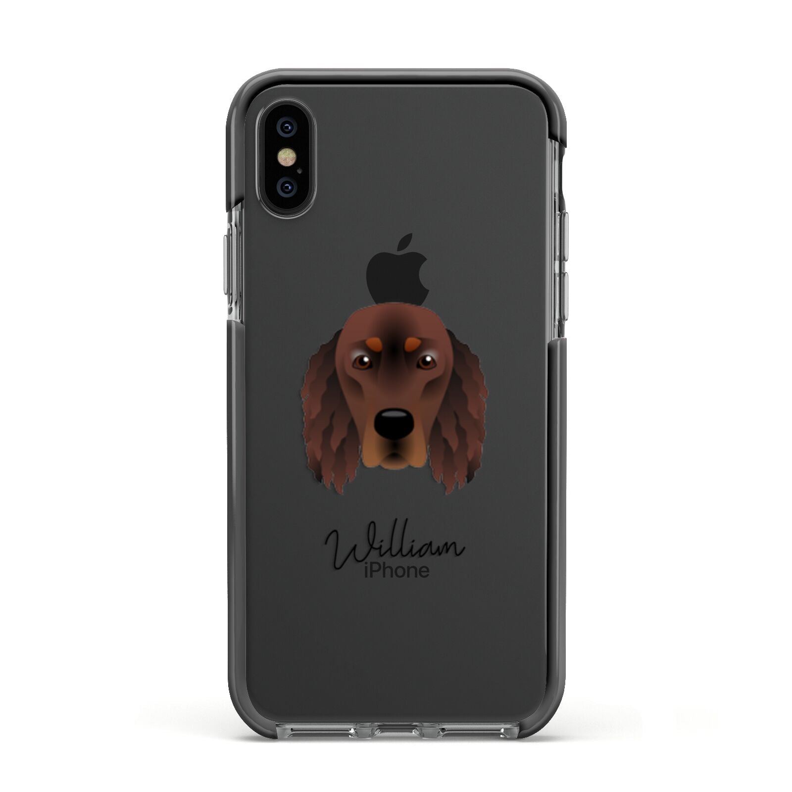 Gordon Setter Personalised Apple iPhone Xs Impact Case Black Edge on Black Phone