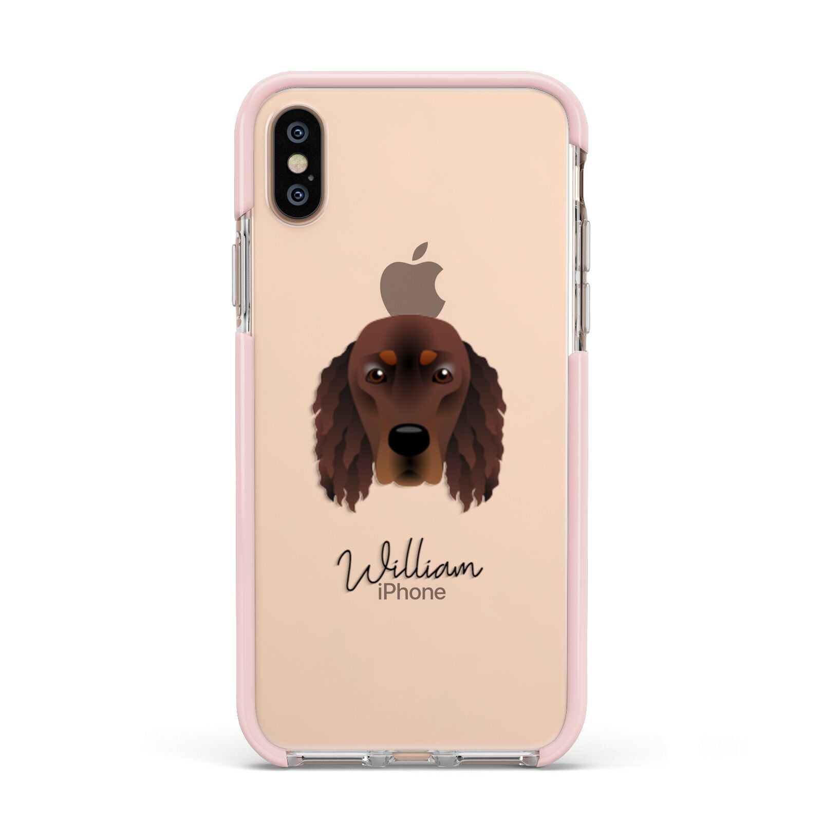 Gordon Setter Personalised Apple iPhone Xs Impact Case Pink Edge on Gold Phone
