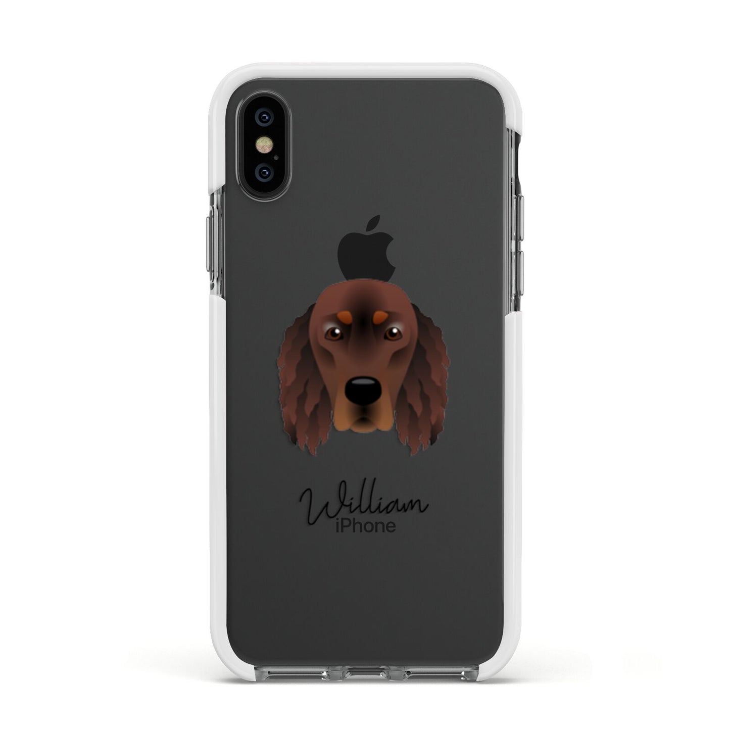 Gordon Setter Personalised Apple iPhone Xs Impact Case White Edge on Black Phone
