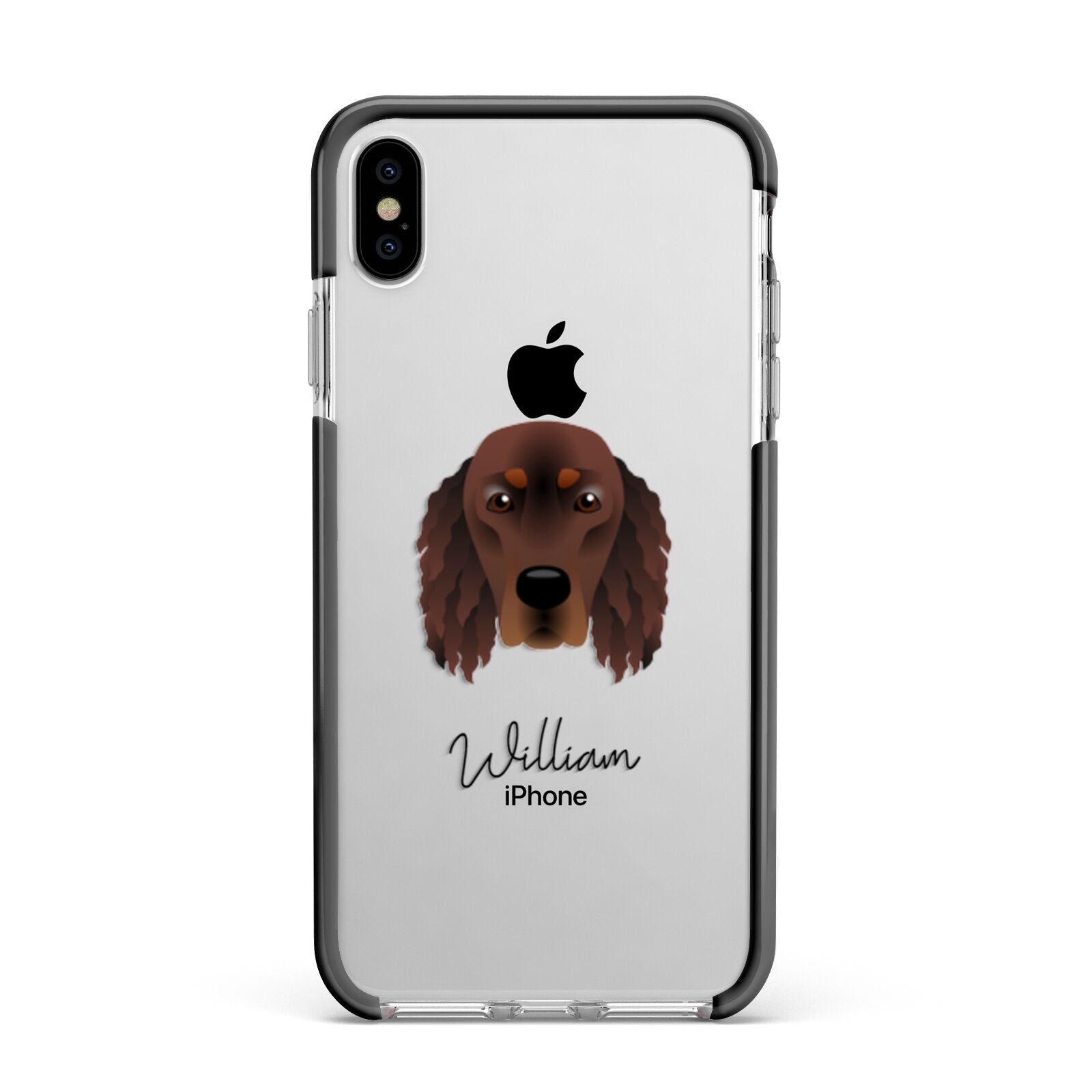 Gordon Setter Personalised Apple iPhone Xs Max Impact Case Black Edge on Silver Phone