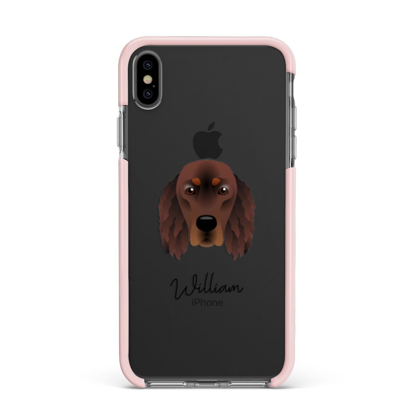 Gordon Setter Personalised Apple iPhone Xs Max Impact Case Pink Edge on Black Phone