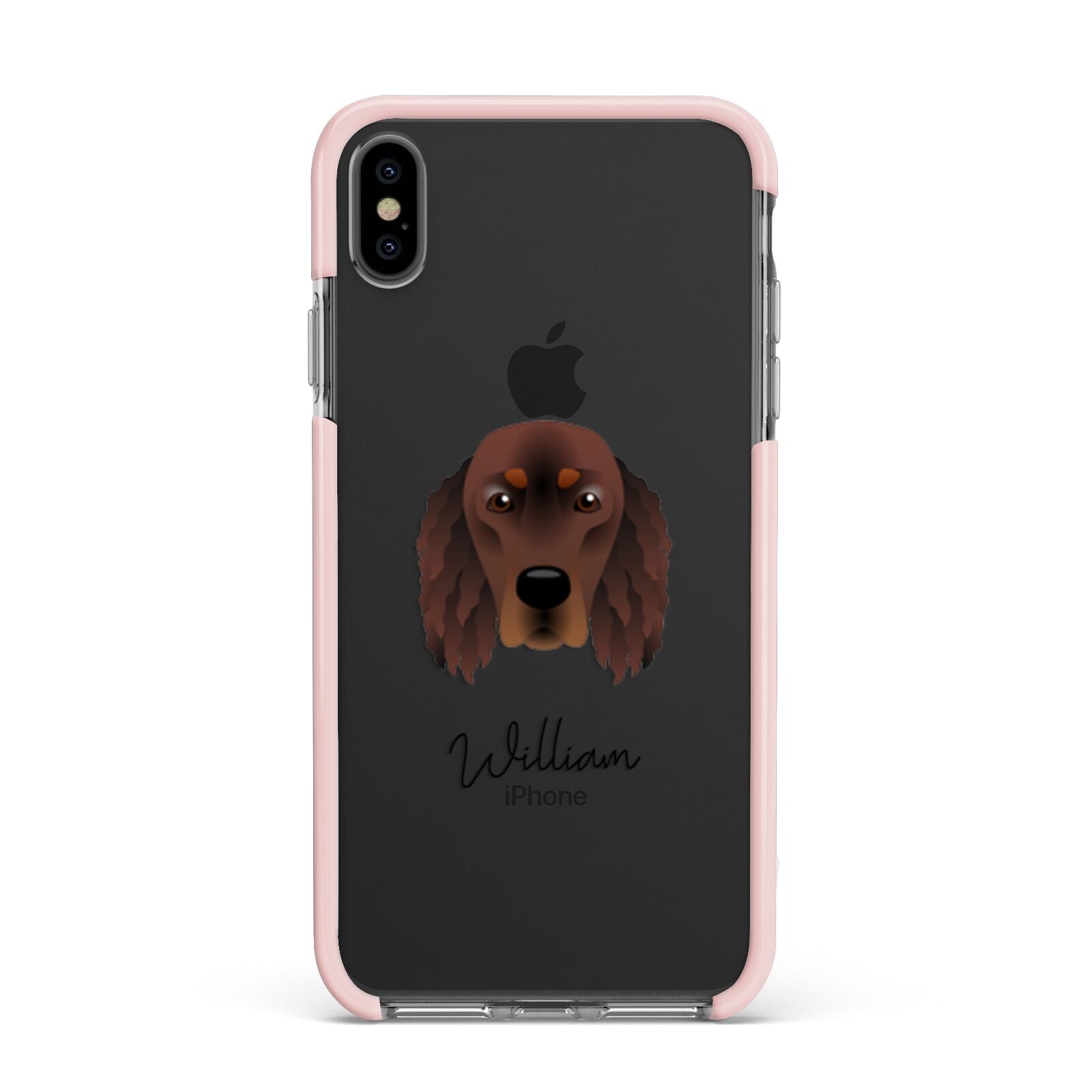 Gordon Setter Personalised Apple iPhone Xs Max Impact Case Pink Edge on Black Phone