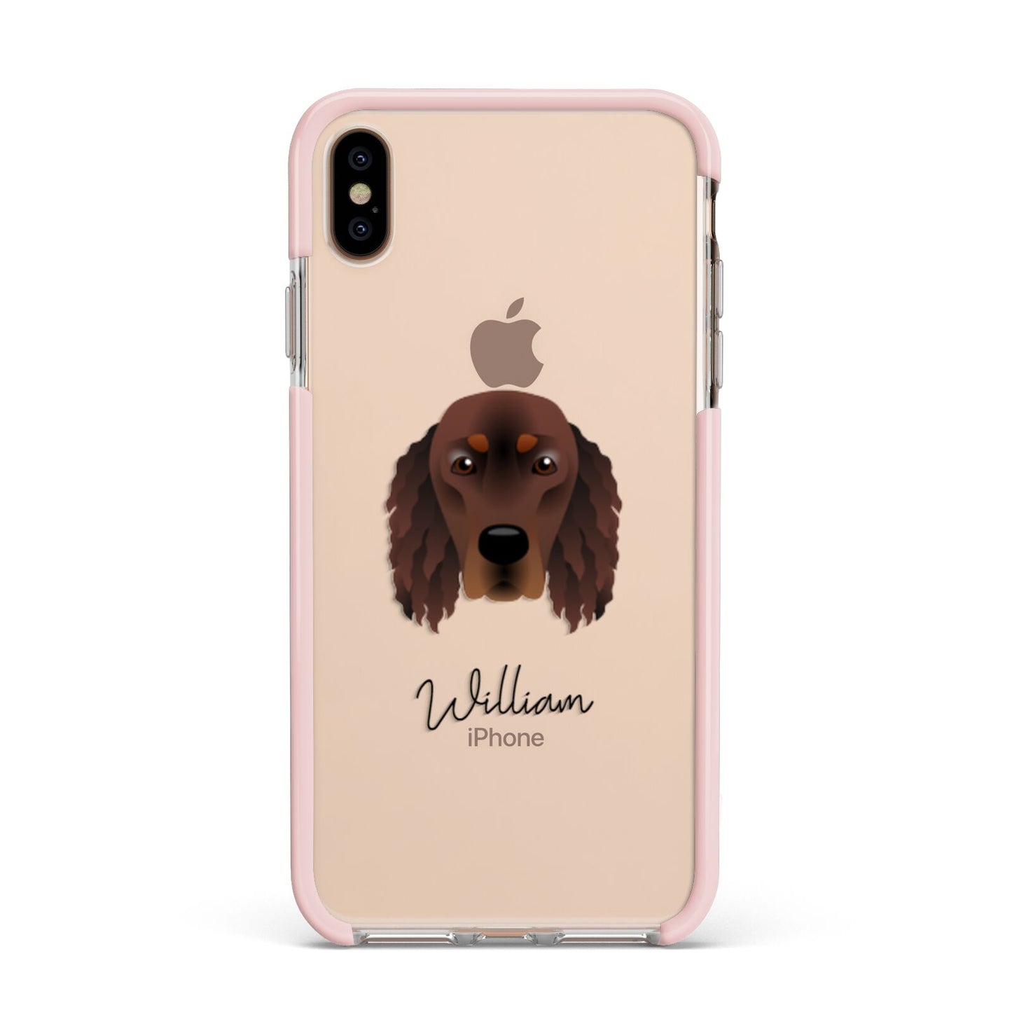 Gordon Setter Personalised Apple iPhone Xs Max Impact Case Pink Edge on Gold Phone