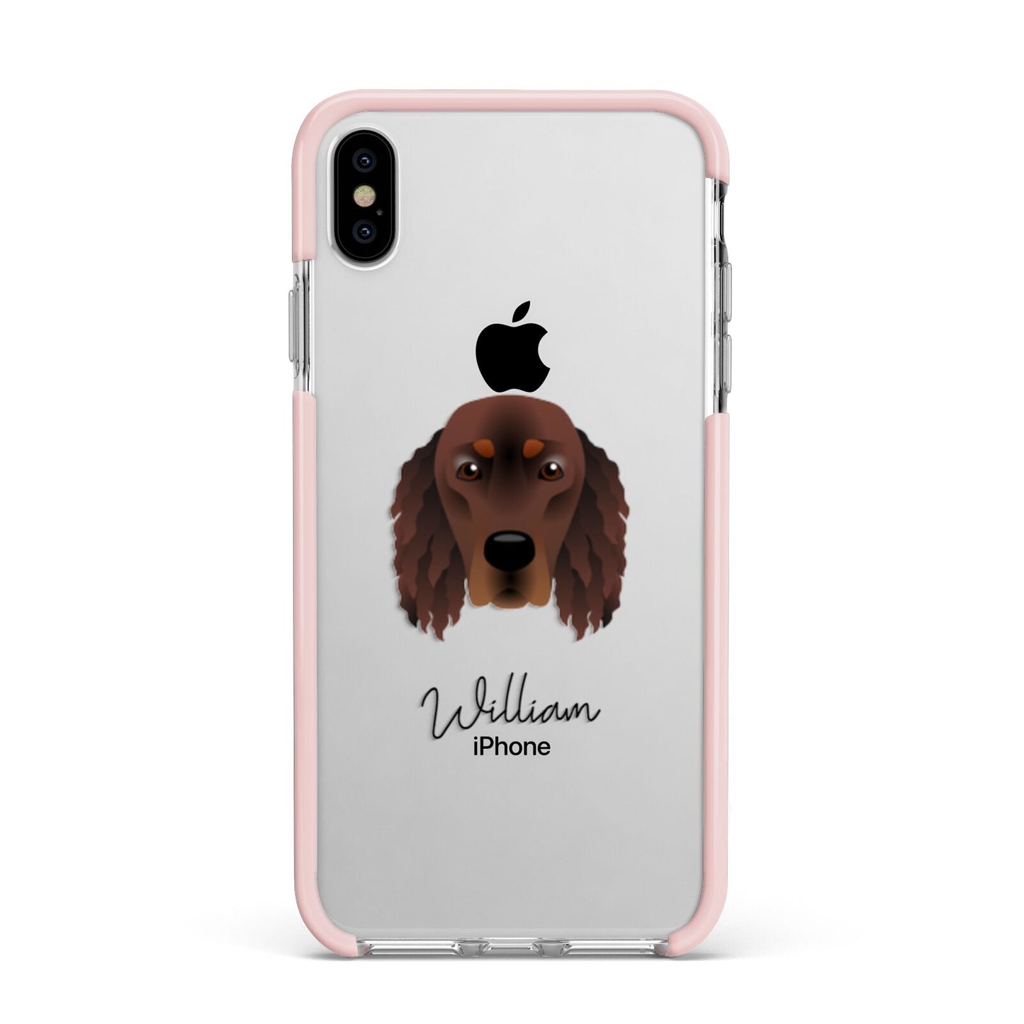 Gordon Setter Personalised Apple iPhone Xs Max Impact Case Pink Edge on Silver Phone
