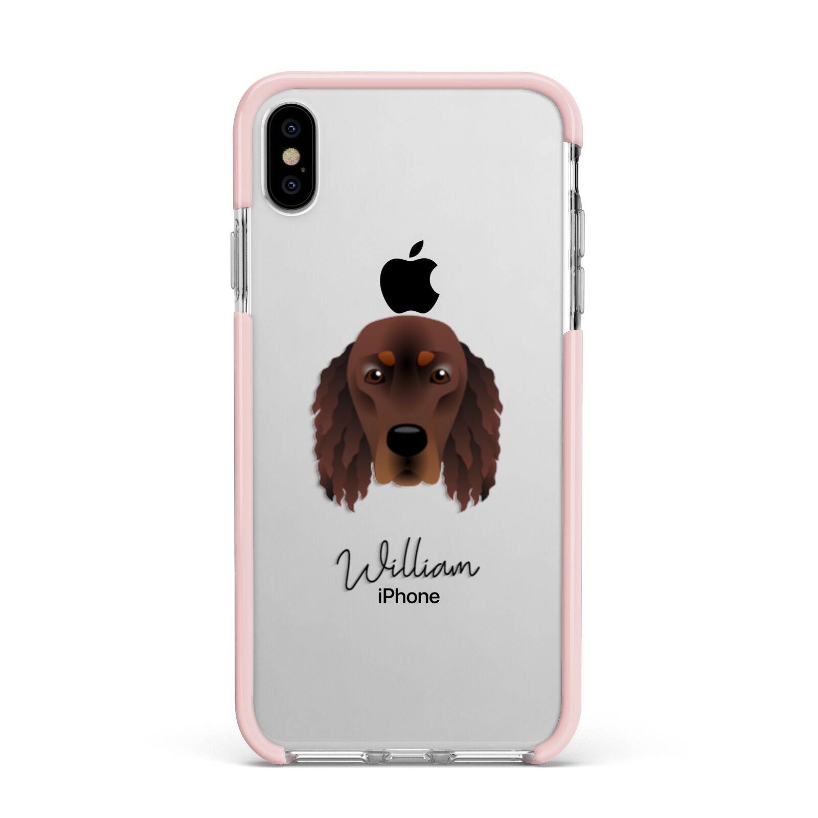 Gordon Setter Personalised Apple iPhone Xs Max Impact Case Pink Edge on Silver Phone