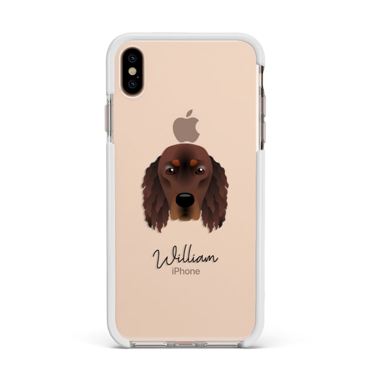 Gordon Setter Personalised Apple iPhone Xs Max Impact Case White Edge on Gold Phone