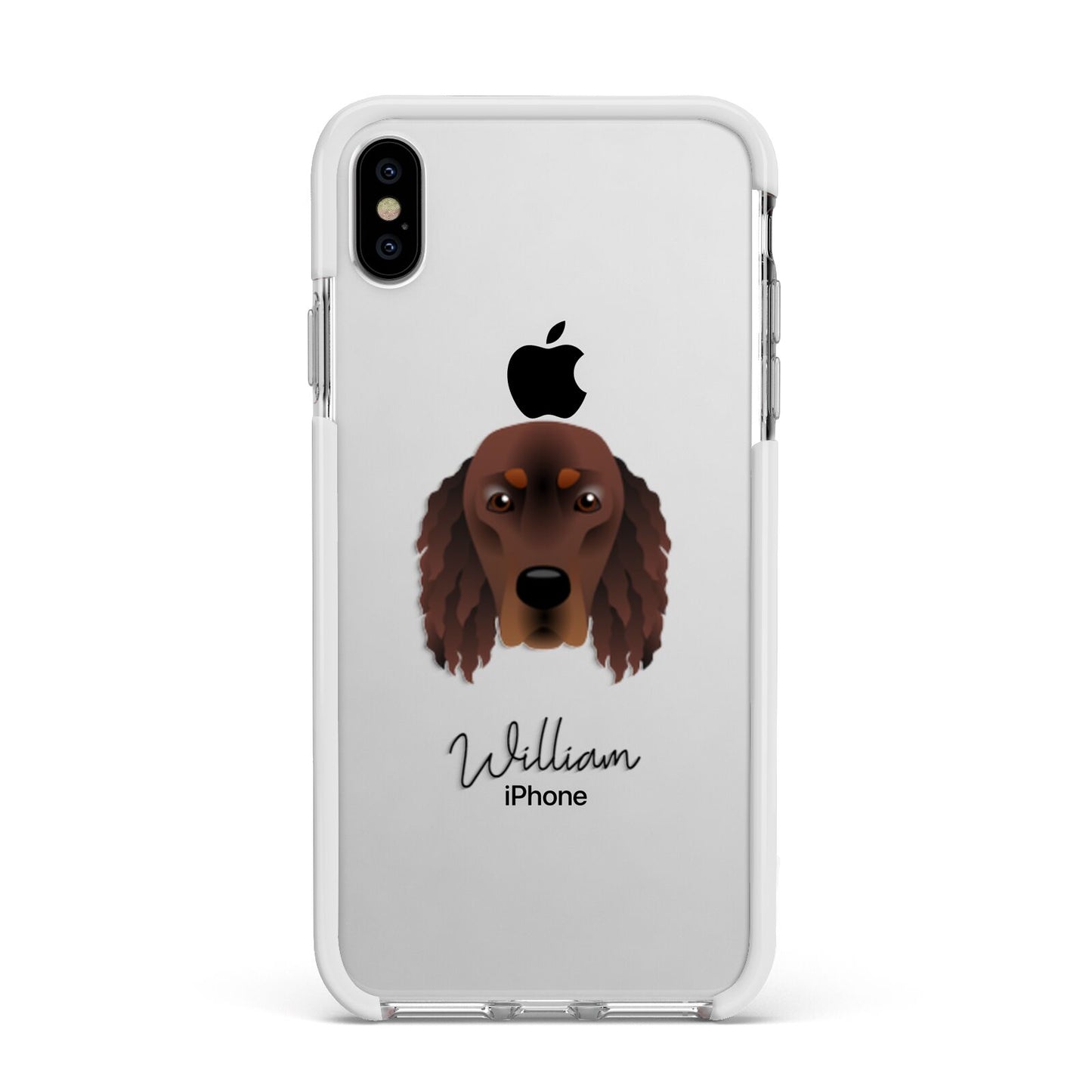 Gordon Setter Personalised Apple iPhone Xs Max Impact Case White Edge on Silver Phone