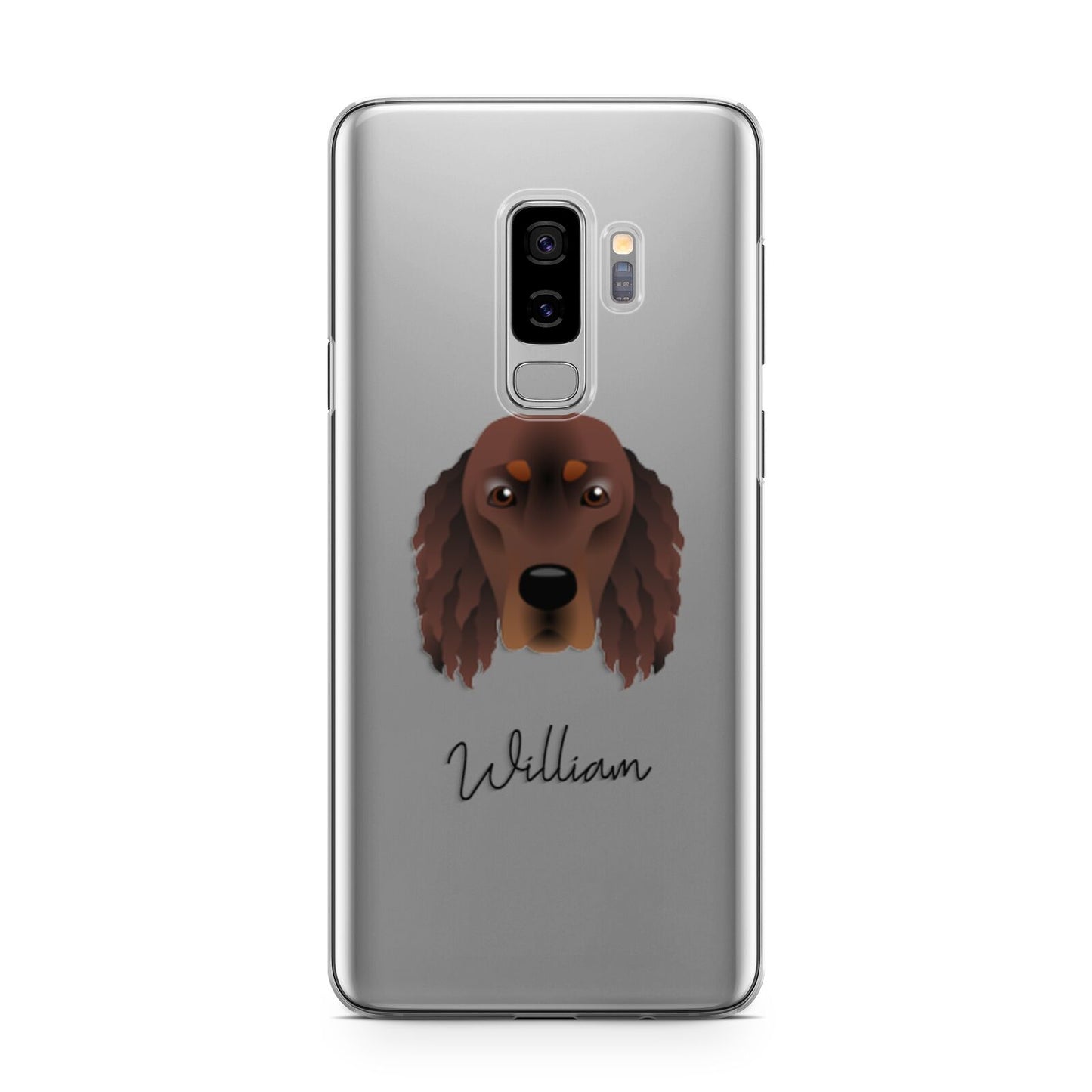 Gordon Setter Personalised Samsung Galaxy S9 Plus Case on Silver phone