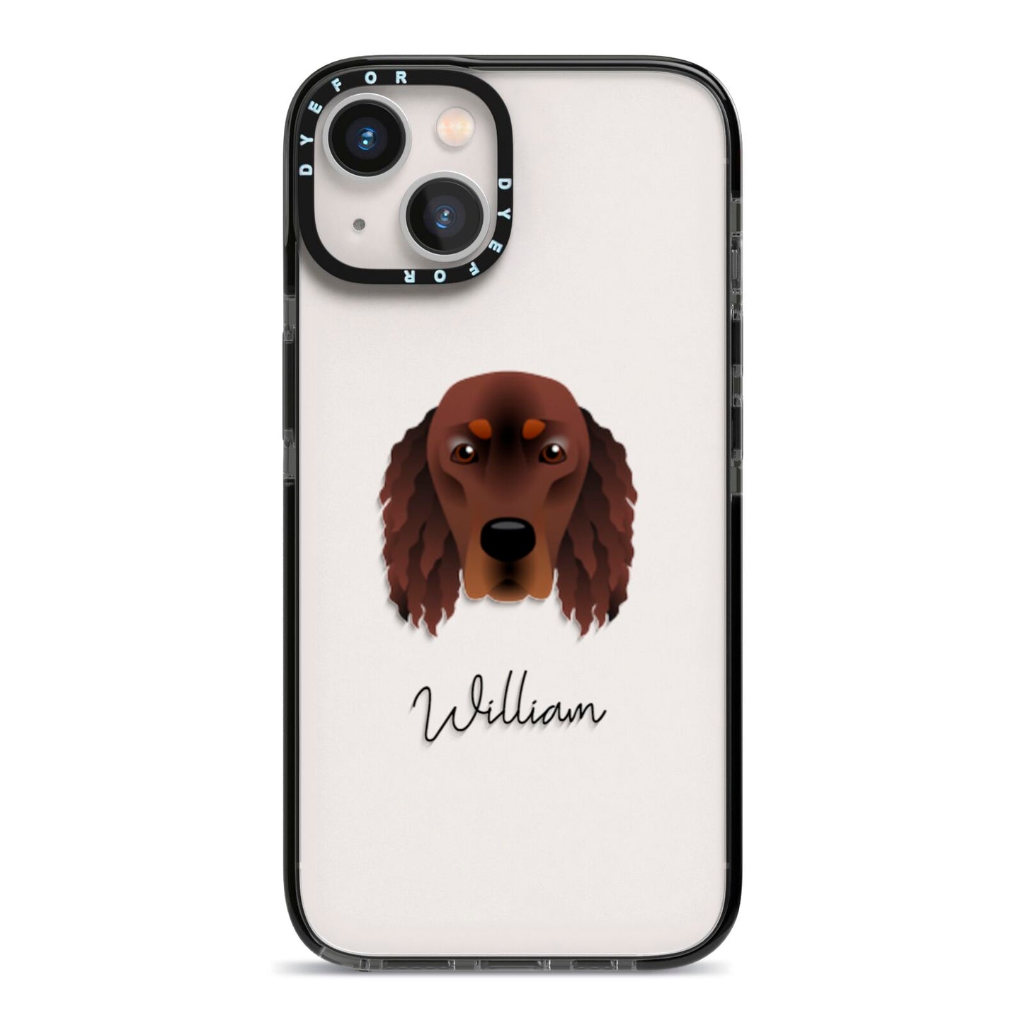 Gordon Setter Personalised iPhone 13 Black Impact Case on Silver phone