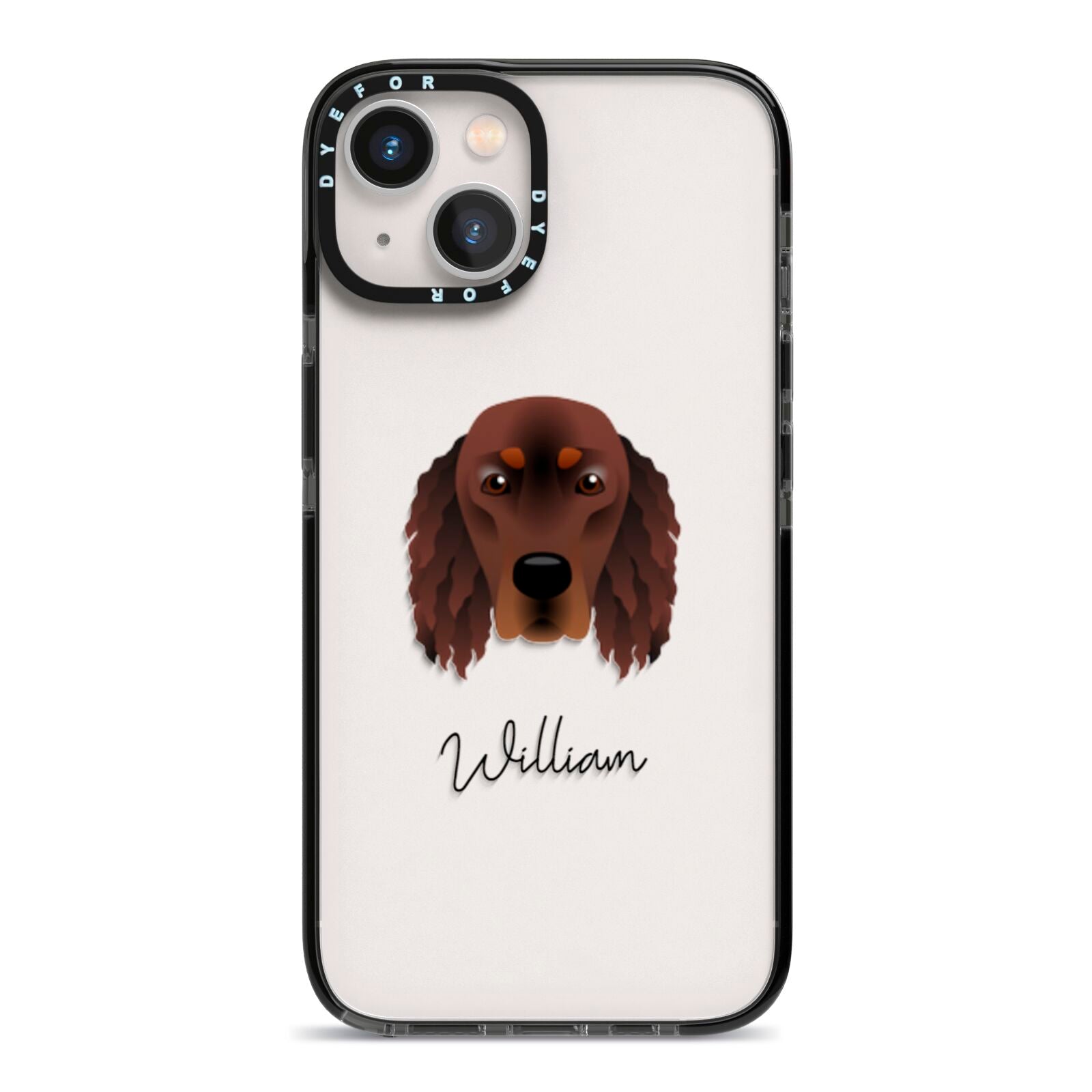 Gordon Setter Personalised iPhone 13 Black Impact Case on Silver phone