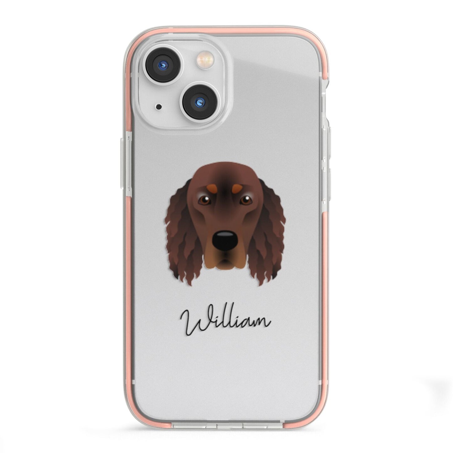 Gordon Setter Personalised iPhone 13 Mini TPU Impact Case with Pink Edges