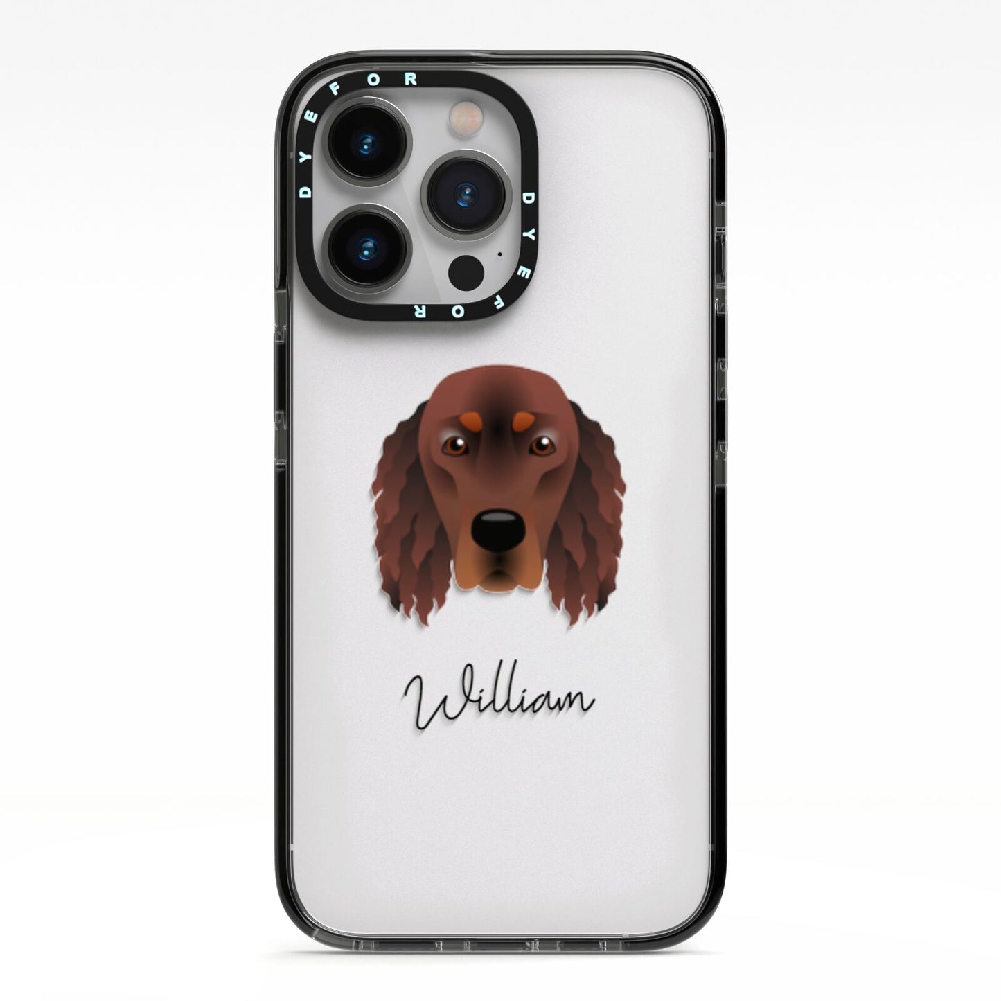 Gordon Setter Personalised iPhone 13 Pro Black Impact Case on Silver phone